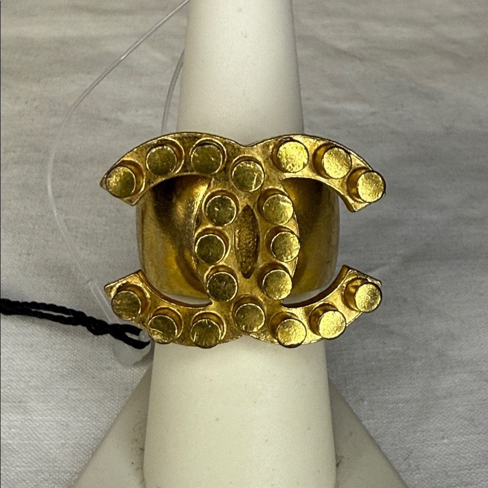 Chanel Chanel 02A Goldtone CC Logo Ring, Size 6.5 Size ONE SIZE - 2 Thumbnail