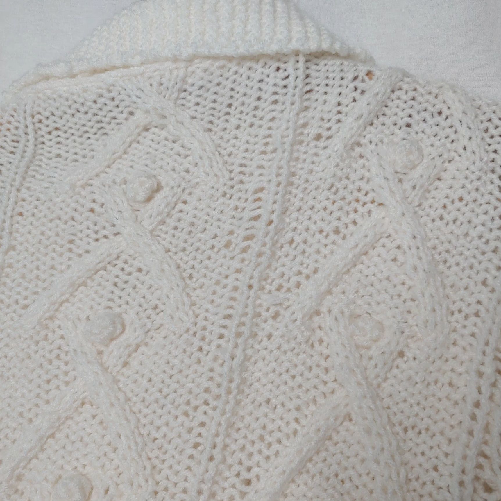 Vintage VINTAGE Handmade Women's Fisherman Cardigan Sweater Large Aran Cable Knit Ivory Fall Winter Size S / US 4 / IT 40 - 8 Thumbnail