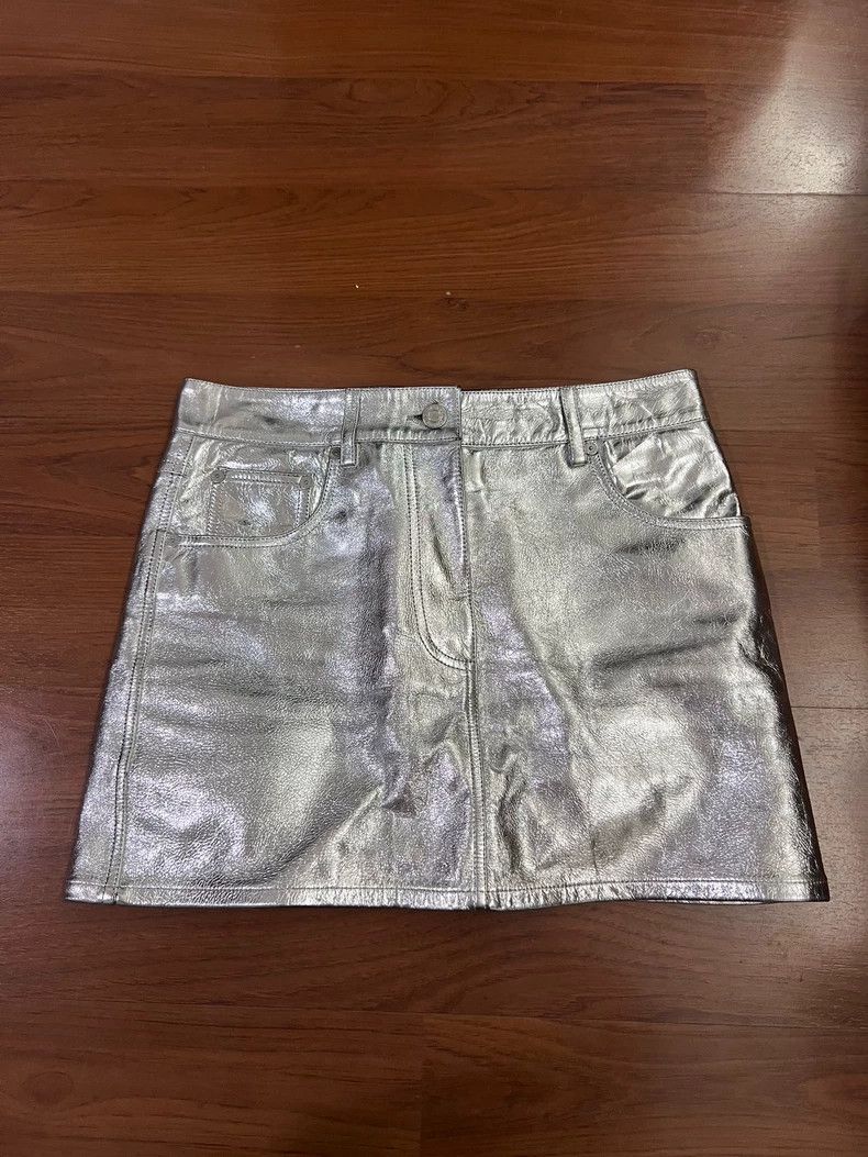 Helmut Lang HELMUT LANG size 0 Silver 100% cowhide skirt with super shi Size 42" / US 20 - 1 Thumbnail