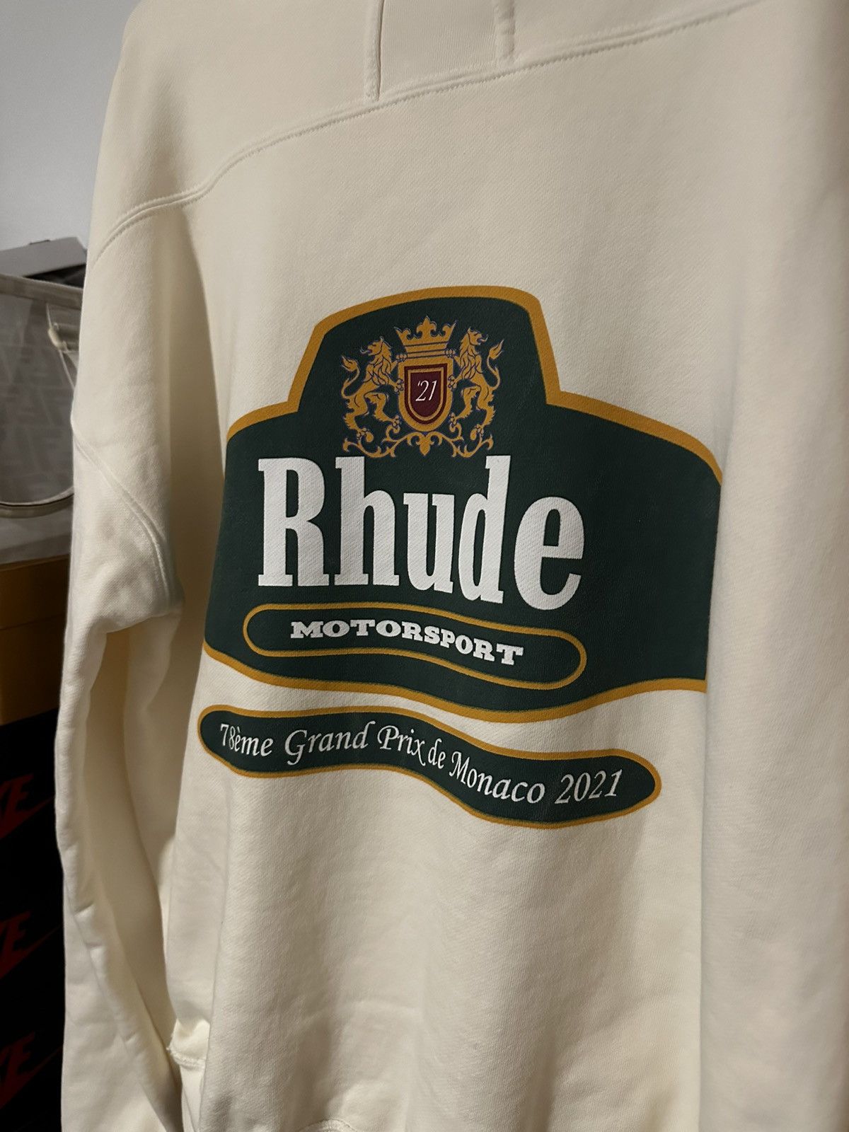 Rhude Rhude Motorsport Hoodie Cream Size US S / EU 44-46 / 1 - 3 Thumbnail