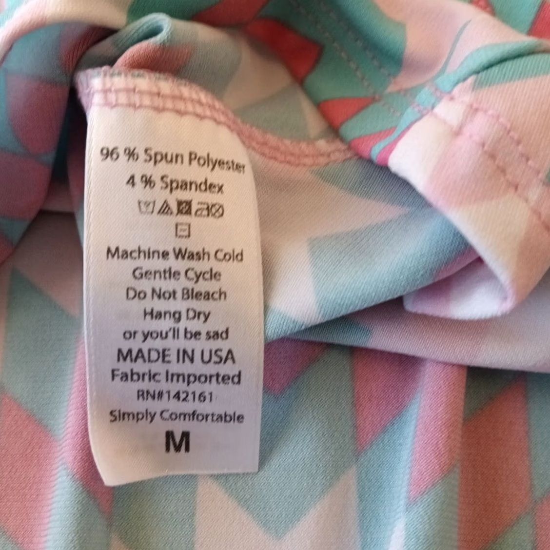 Vintage LuLaRoe Skirt Knee Length A-Line Blue Pink Geometric Pull On M Women's Medium Modern Geometric Pattern Size 32" / US 10 / IT 46 - 6 Thumbnail