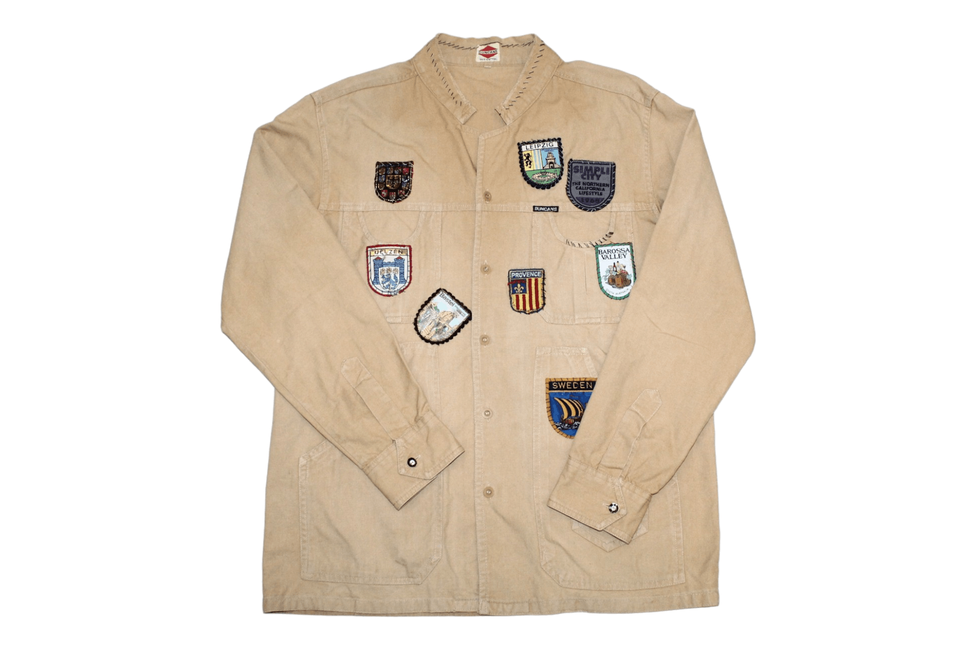 Japanese Brand 60's 70's DUNCANS World Tour Patches Sun Faded Chore Jacket Size US L / EU 52-54 / 3 - 1 Thumbnail