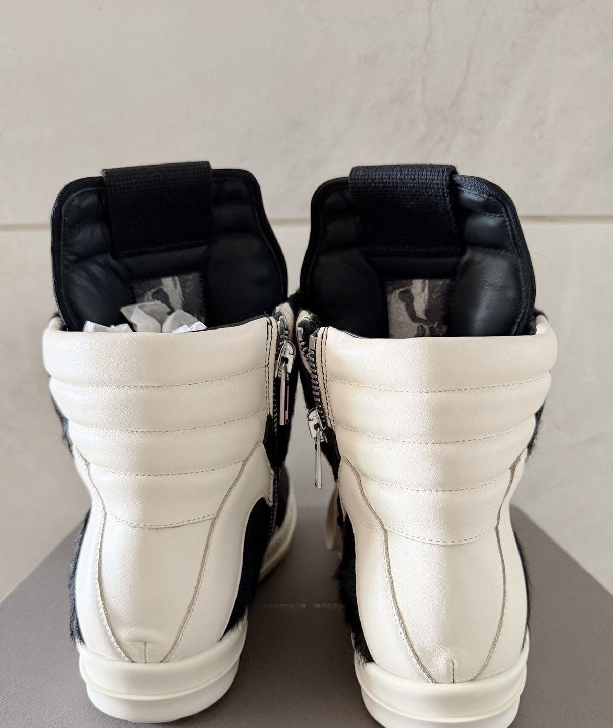 Rick Owens Rick Owens Ponyhair High-Top Geobasket Sneakers Size US 7 / EU 40 - 7 Thumbnail