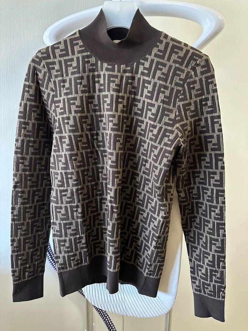 FENDI FF Monogram Turtleneck Sweater
