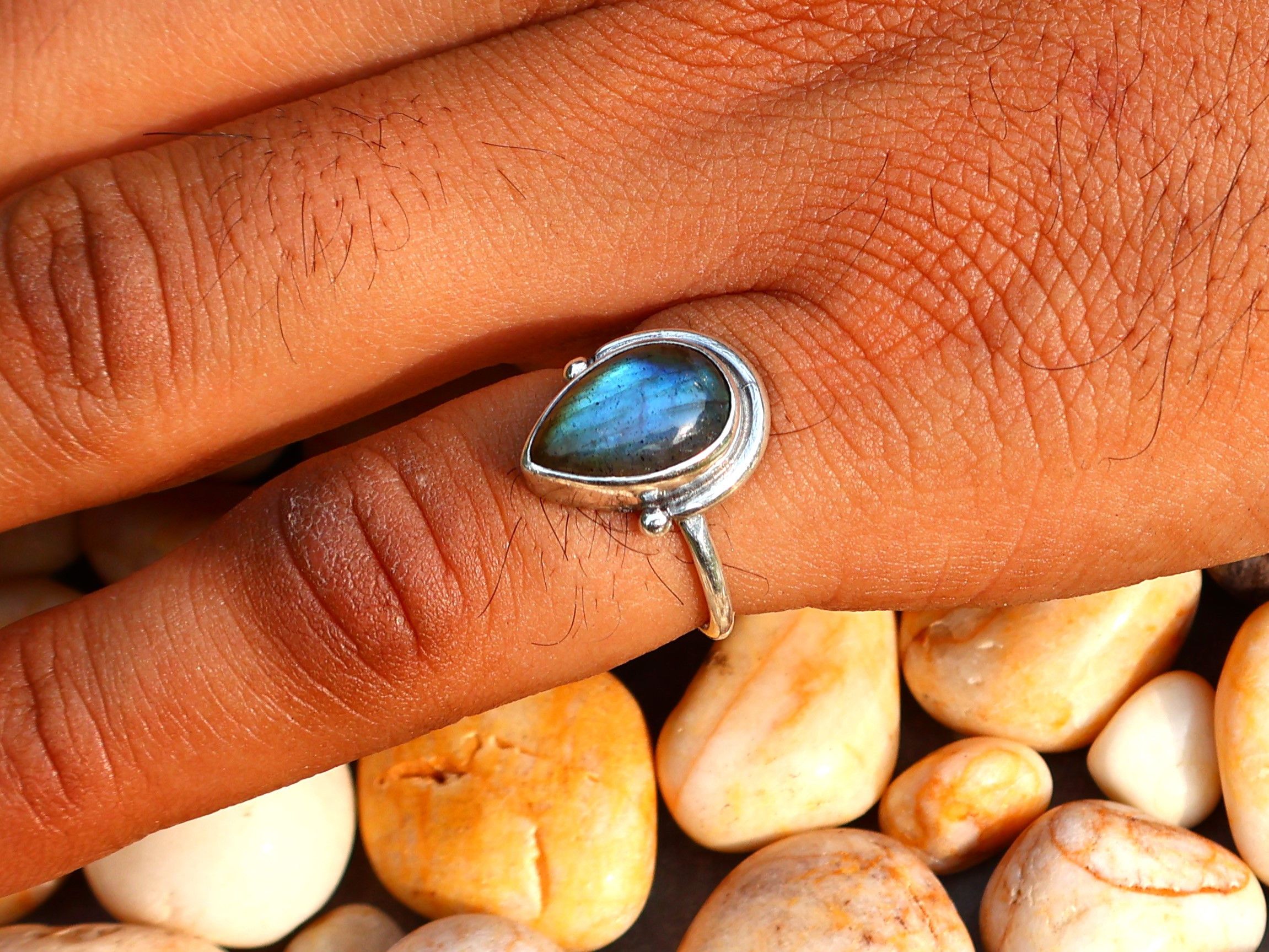 Handmade Natural Labradorite Ring, Handmade Ring, 925 Sterling Silver Size ONE SIZE - 9 Thumbnail
