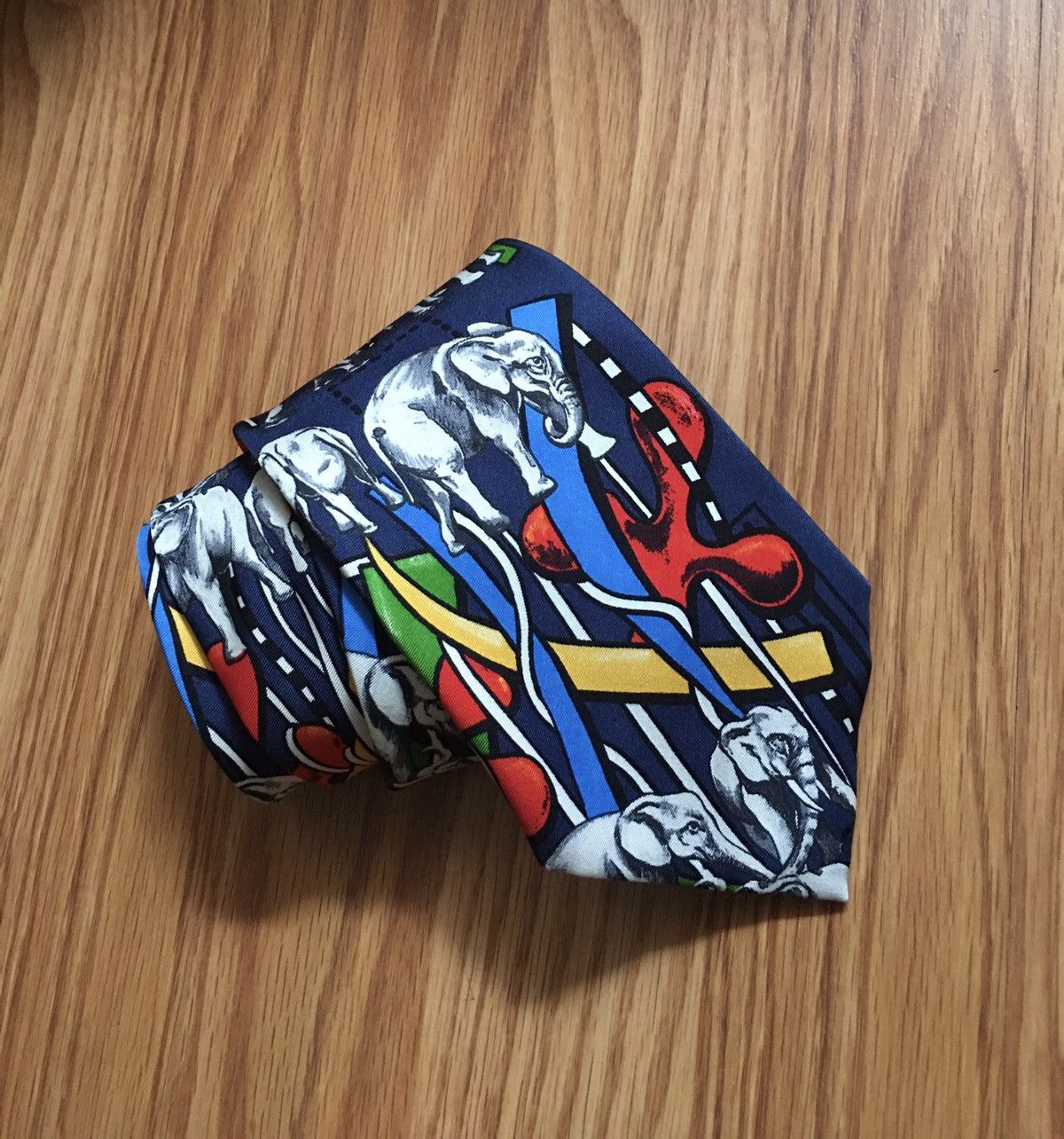 Designer Rolf Knie LEHNER Elephant Design Print Silk Mens Tie Size ONE SIZE - 2 Thumbnail