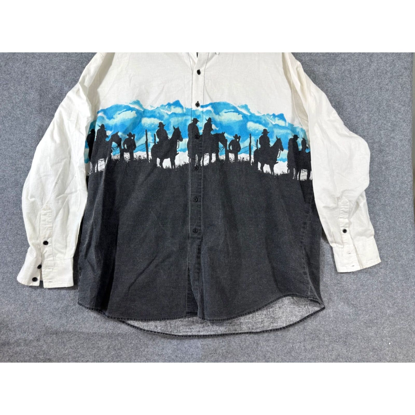Free Country VINTAGE Pure Country Western Shirt Mens 2XL White Black Cowboy Button-Up Long Sleeve VTG Size US XXL / EU 58 / 5 - 4 Thumbnail