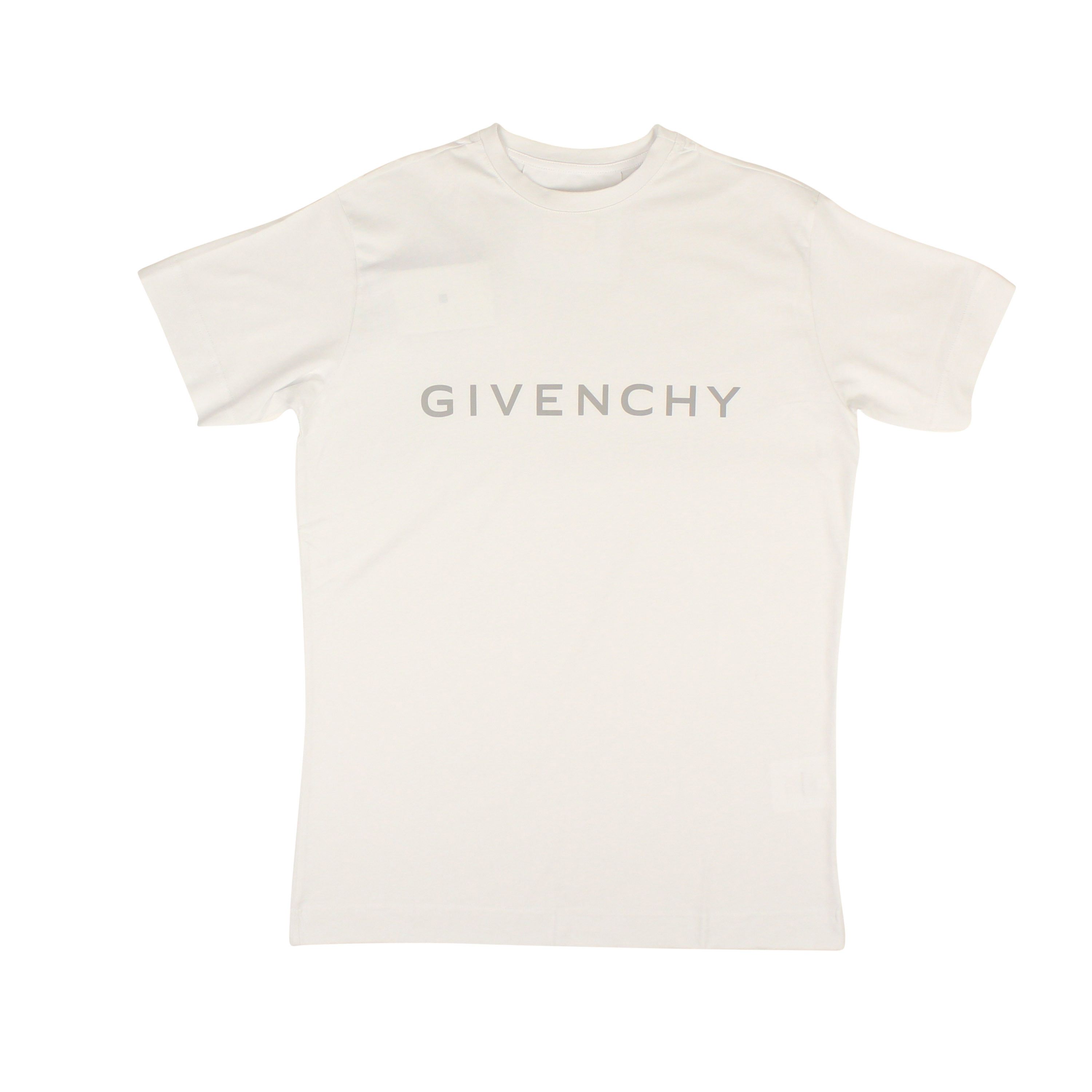 image of Givenchy Classic Slim Fit White Logo Print T-Shirt Size S, Men's