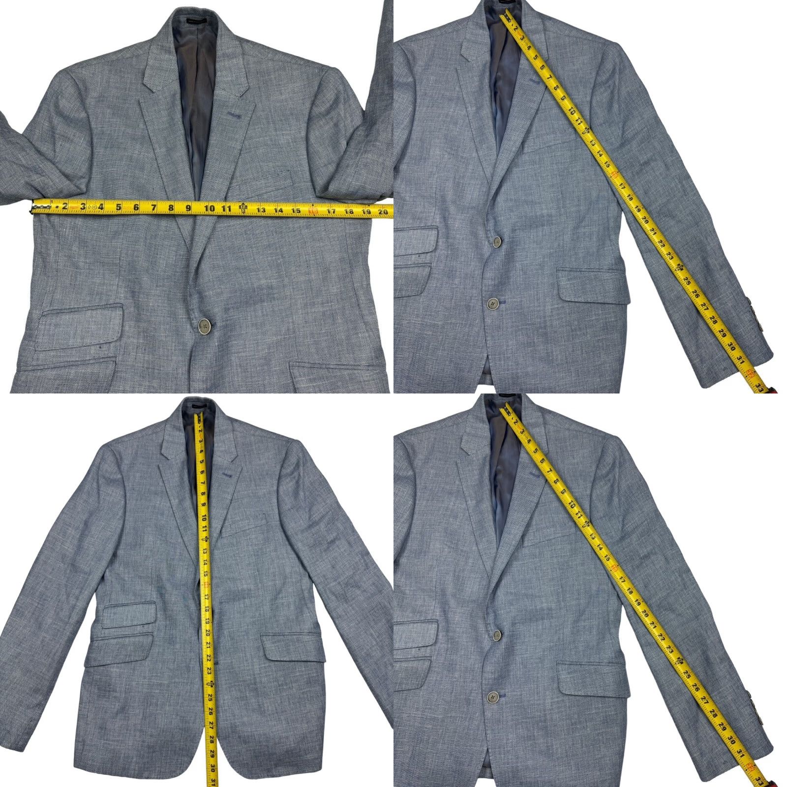 Vintage Nova Fides Blazer Jacket Men 40R Blue Linen Blend 2-Button Notch Lapel Regular Fit Vintage: No Size 40R - 8 Thumbnail