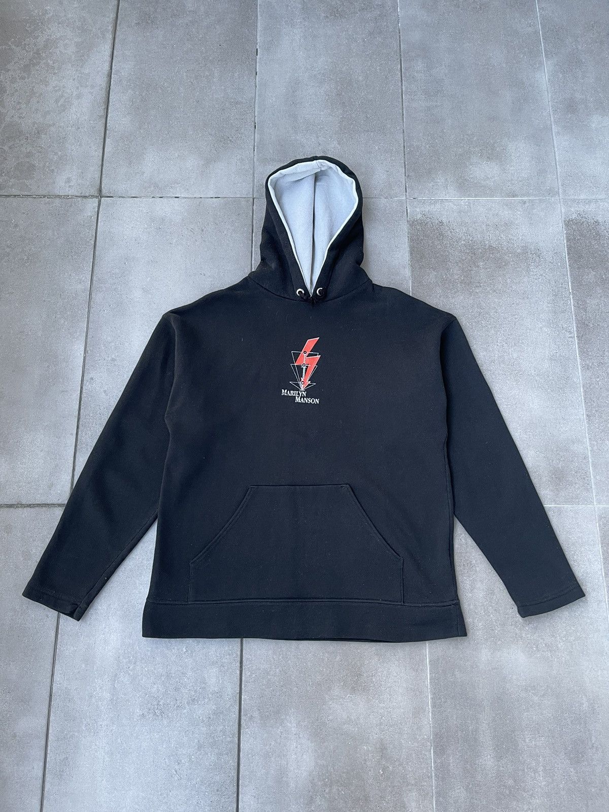 Band Tees × Marilyn Manson × Vintage Vintage Marilyn Manson Back Logo Printed Black Hoodie Size US M / EU 48-50 / 2 - 2 Thumbnail