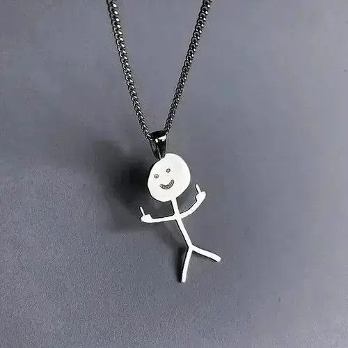 Jewelry Middle Finger Stickman Pendant Necklace Size ONE SIZE - 1 Preview