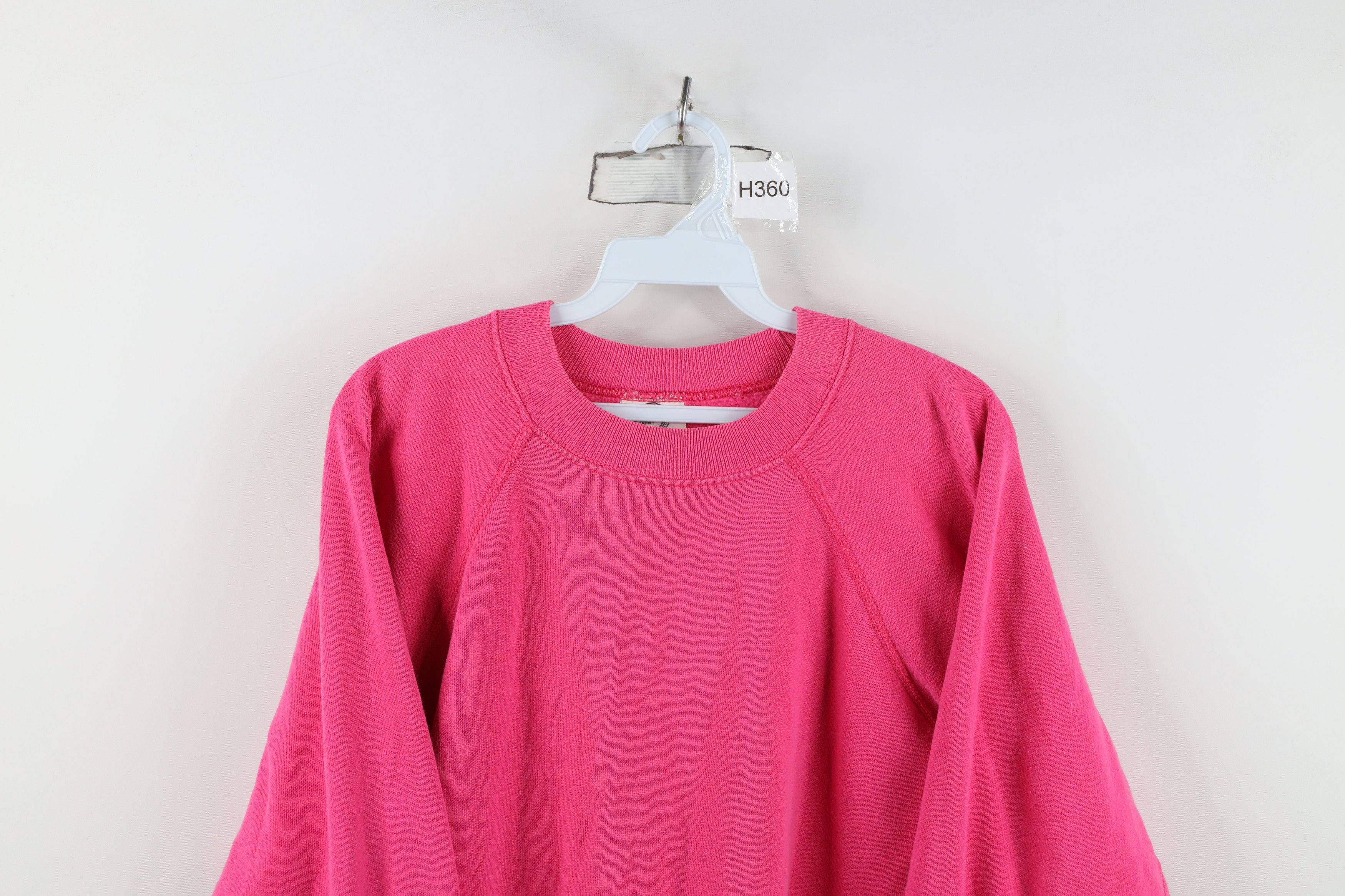 Hanes Vintage 80s Hanes Blank Raglan Crewneck Sweatshirt Pink USA Size XL / US 12-14 / IT 48-50 - 2 Thumbnail
