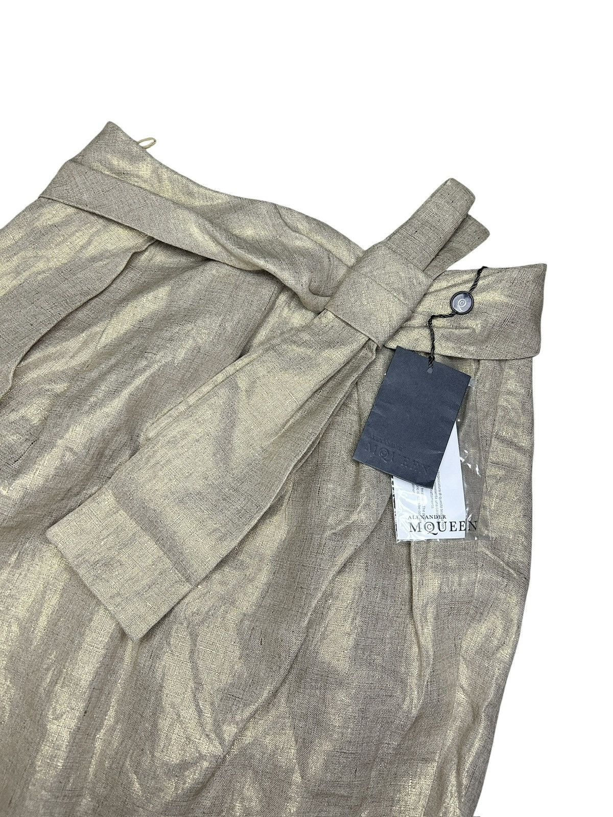 Alexander McQueen S/S 06 Gold Linen Skirt Size 26" / US 2 / IT 38 - 5 Thumbnail
