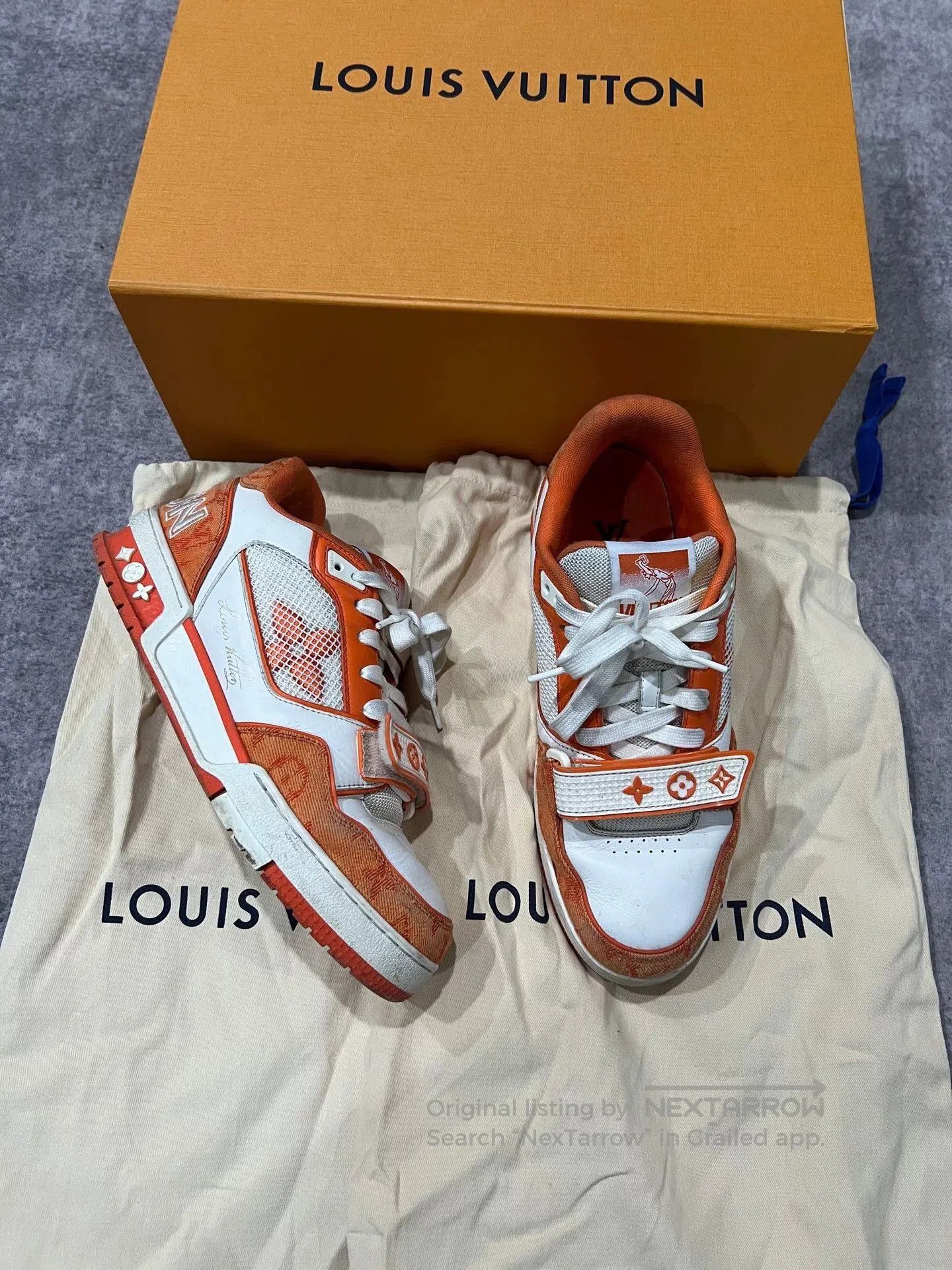Louis Vuitton louis vuitton orange white velcro trainers. Size US 6 / EU 39 - 2 Thumbnail