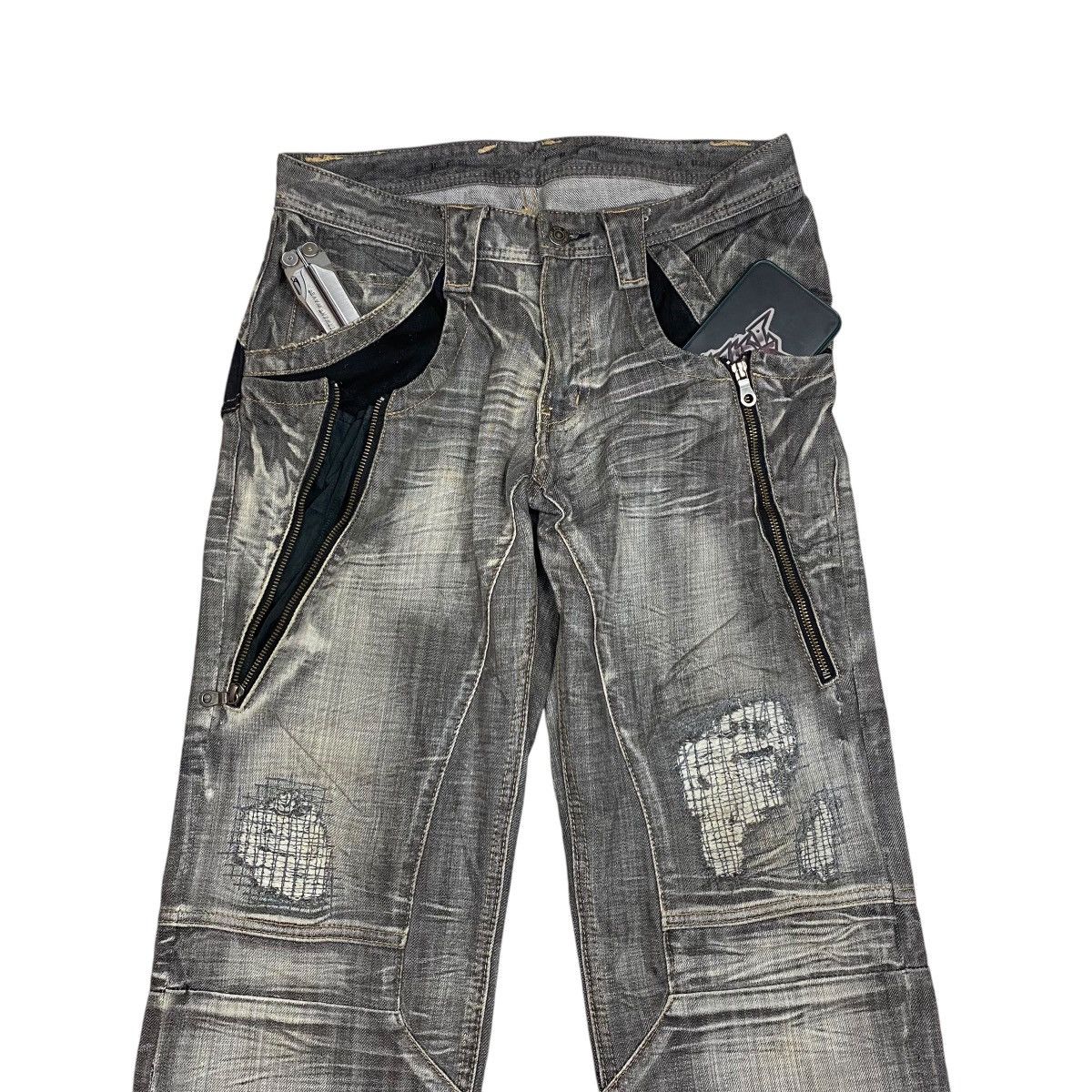 If Six Was Nine × Japanese Brand × PPFM PPFM Bikers Distressed Patchwork Denim Pants Size US 32 / EU 48 - 2 Thumbnail
