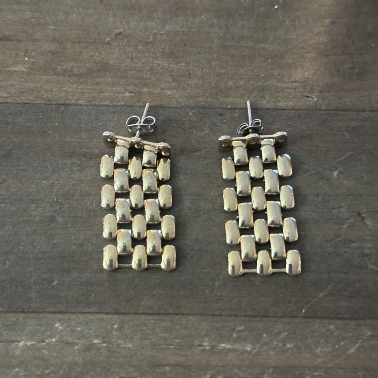 Vintage Vintage basketweave dangle post earrings Size ONE SIZE - 4 Thumbnail