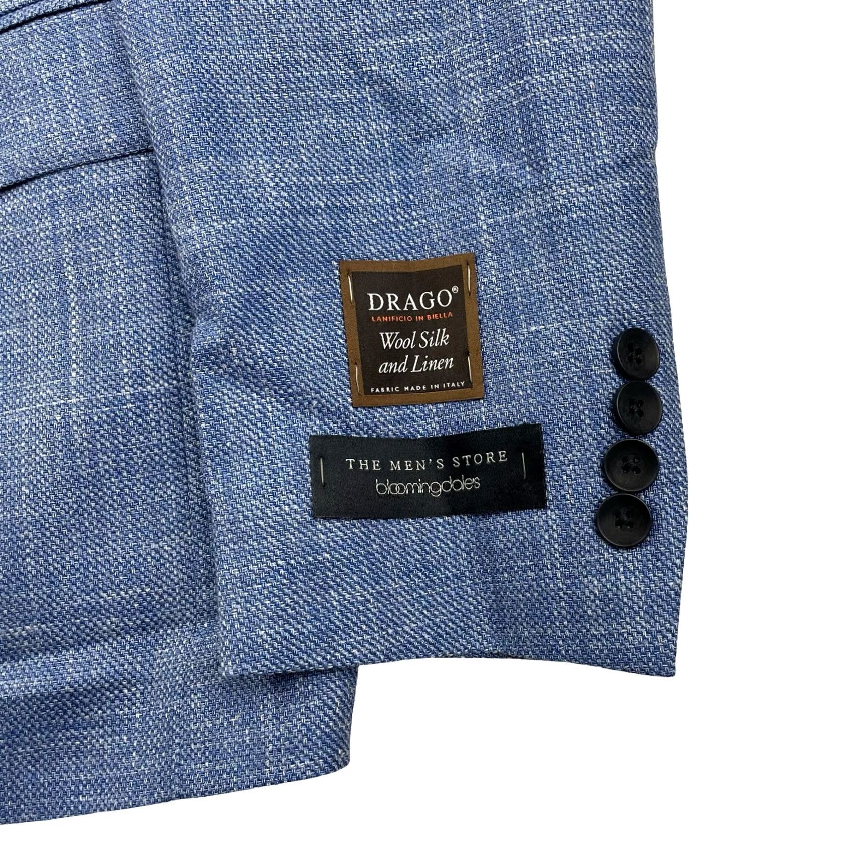 Bloomingdale's Bloomingdale's Blazer Blue 42L Drago Wool/Silk/Linen 2-Button Men's Size 42R - 4 Thumbnail