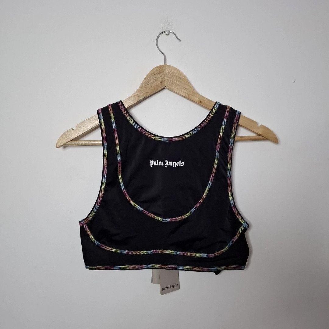 Palm Angels PALM ANGELS Rainbow Coloured Stretch Nylon Miami Crop Top Size XL / US 12-14 / IT 48-50 - 1 Thumbnail
