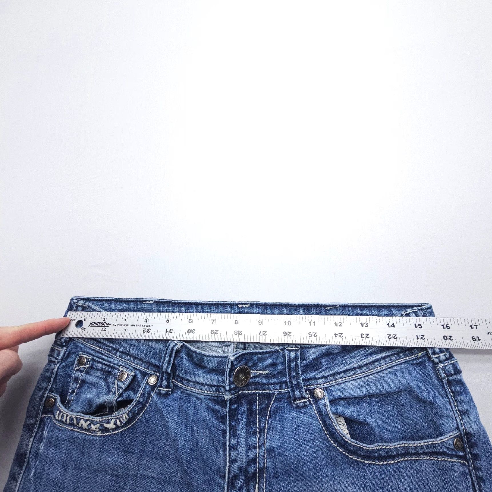 Vintage Cowgirl Tuff Jeans Shirt Bootcut Women 29 29 Blue Western Cowboy Denim Cotton Blend Medium Solid 5-Pocket Vintage: No Size 29" - 7 Thumbnail