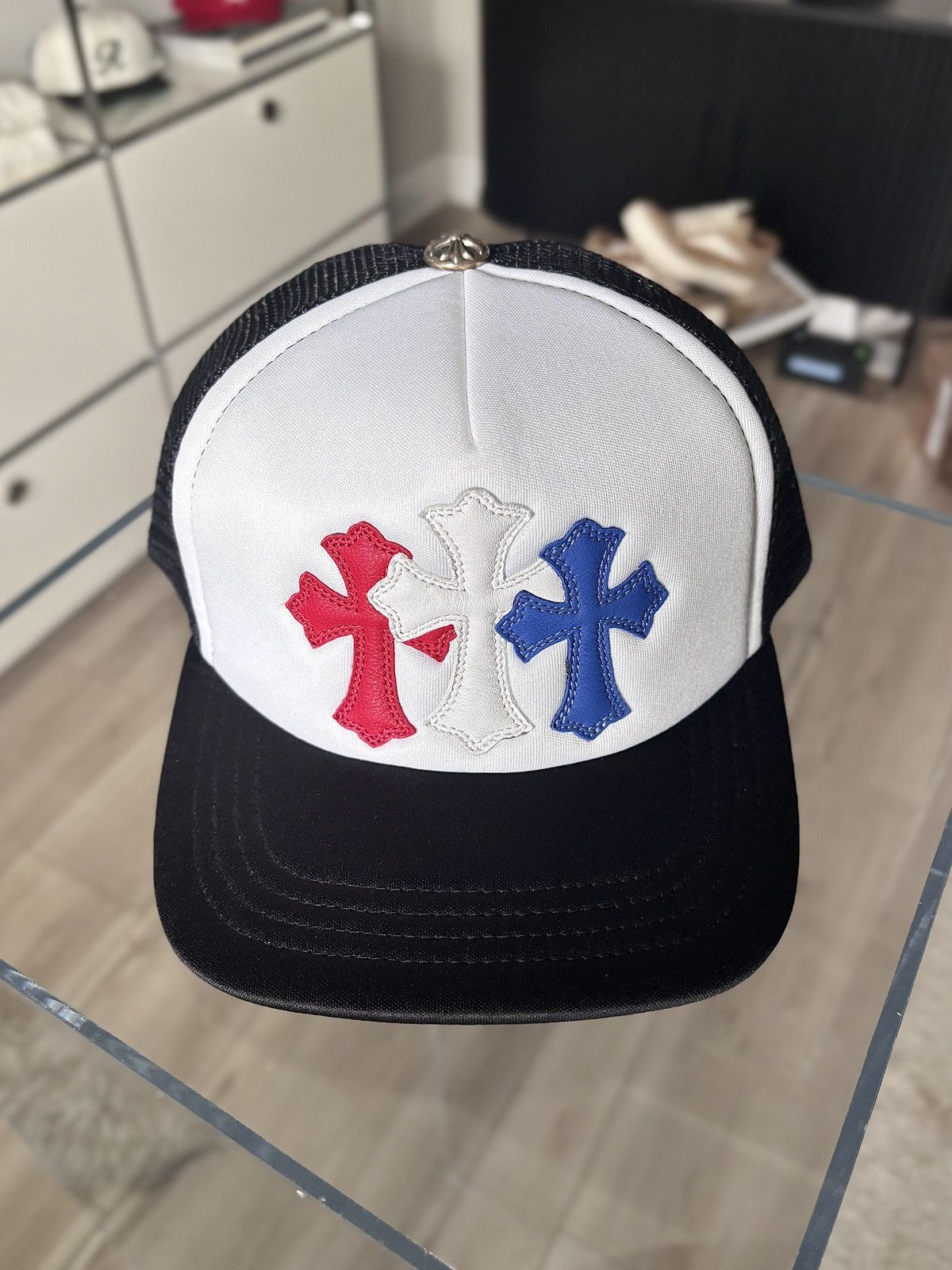 Chrome Hearts JULY 4th | BLUE + RED LEATHER CROSS PATCH HAT Size ONE SIZE - 1 Thumbnail