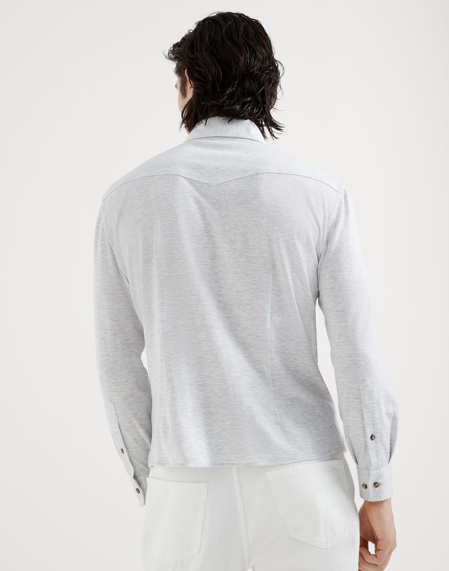Brunello Cucinelli o1la1rc1a0425 T-Shirt Shirt in Light Grey Size US XL / EU 56 / 4 - 2 Thumbnail