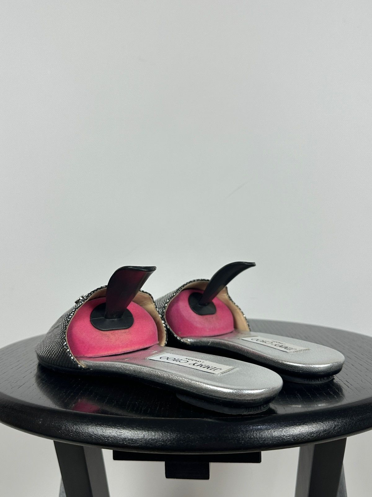 Jimmy Choo Jimmy Choo Metallic Black Snake Leather Slides Sandals Size US 6 / IT 36 - 8 Thumbnail