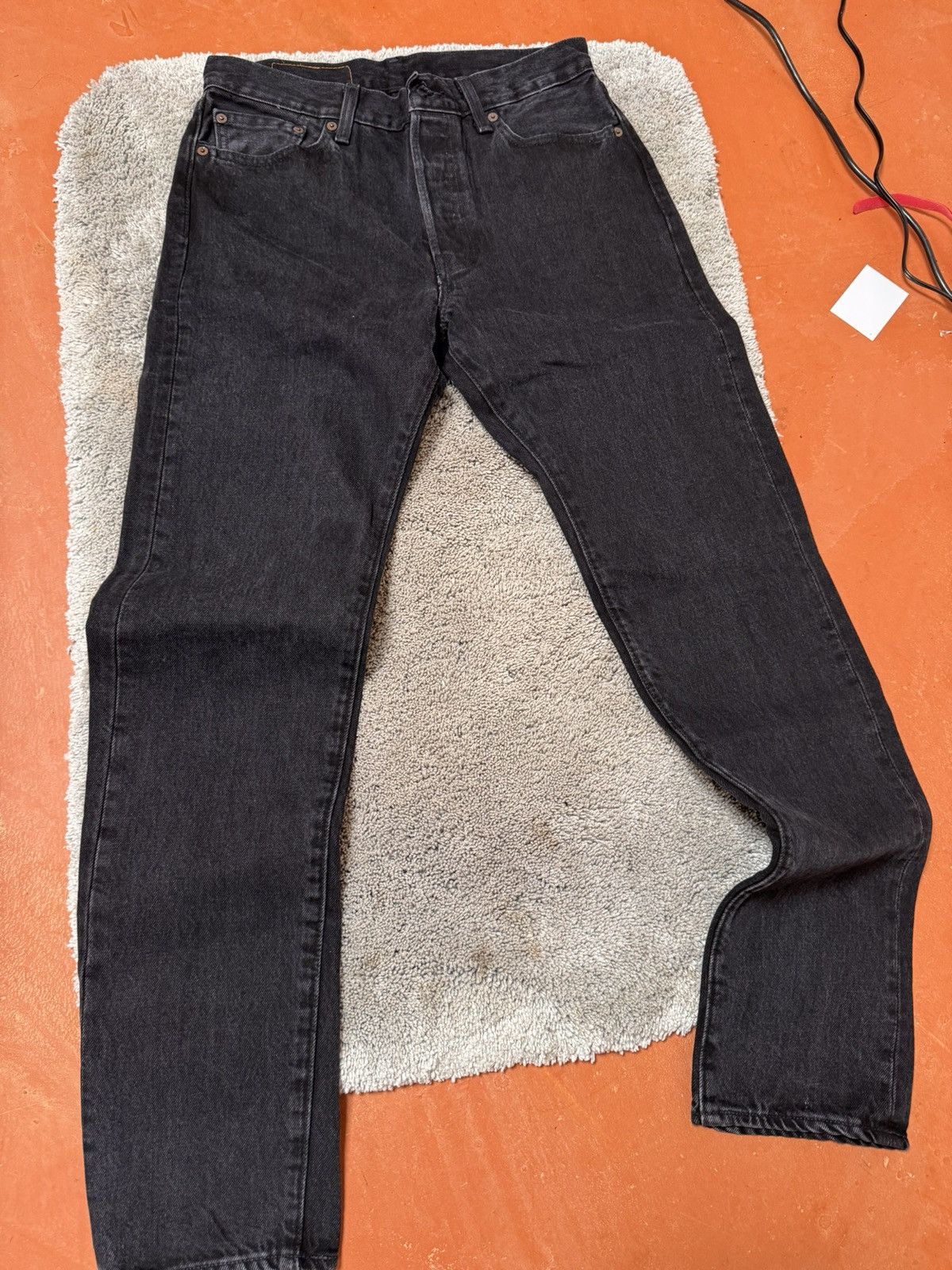 image of Denim Tears Dt Metallic Gold Script 501 Black Jeans, Men's (Size 31)