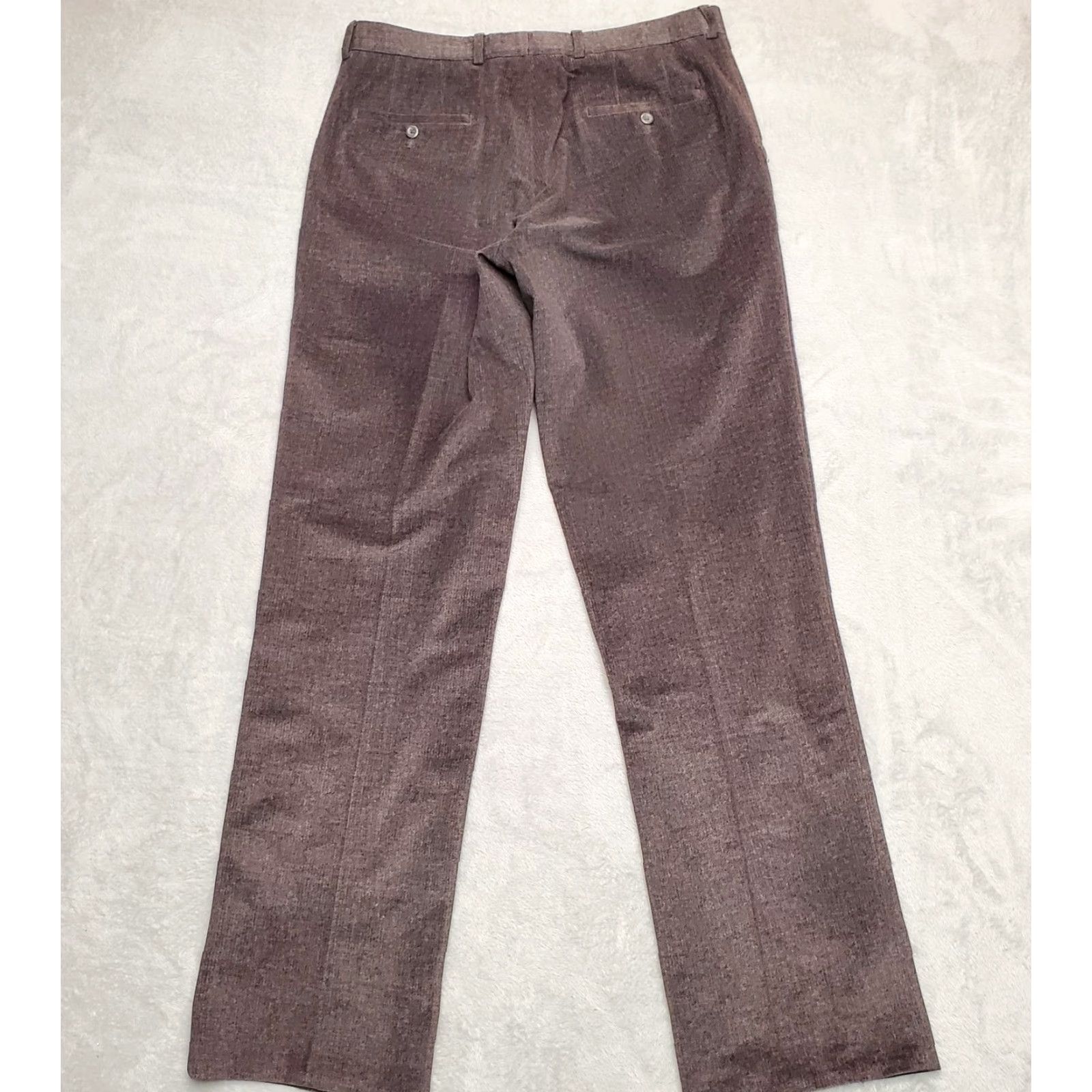Vintage Linea Naturale Pants Mens 34x36 Brown Micro Poly Flat Front Chino Smart Casual Size US 34 / EU 50 - 7 Thumbnail