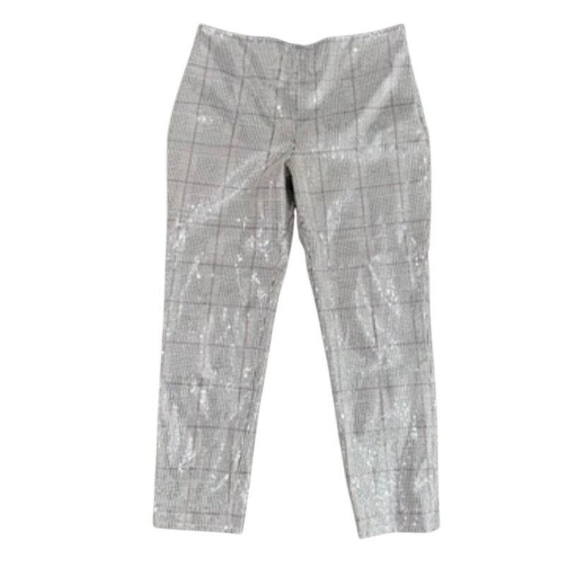 Badgley Mischka Badgley Mischka Sequin Plaid Slim Ankle Pants, Size US 10 Size 32" / US 10 / IT 46 - 4 Thumbnail