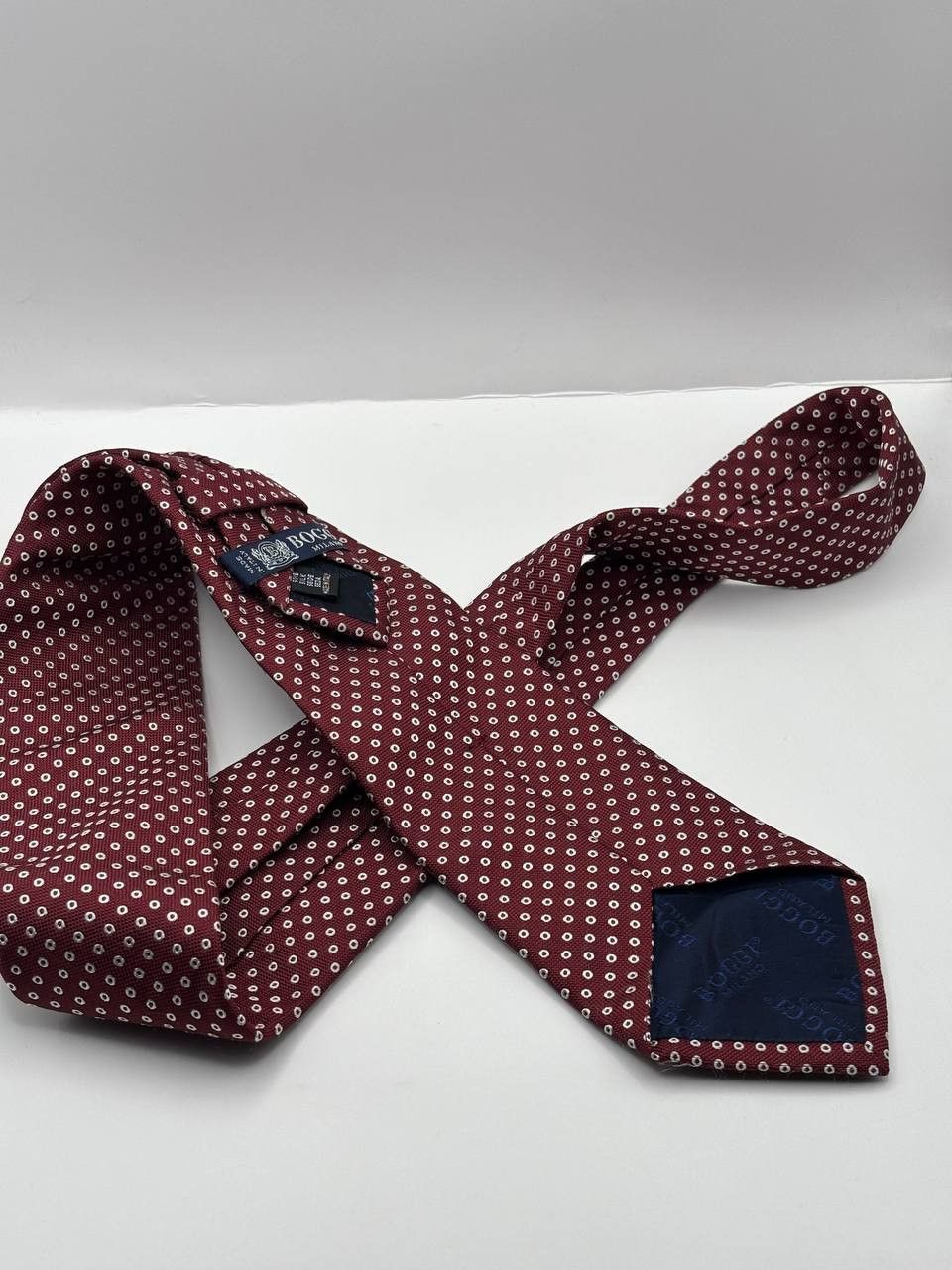 Boggi Boggi Milano Italy Burgundy Silk Geometric Tie Size ONE SIZE - 5 Thumbnail