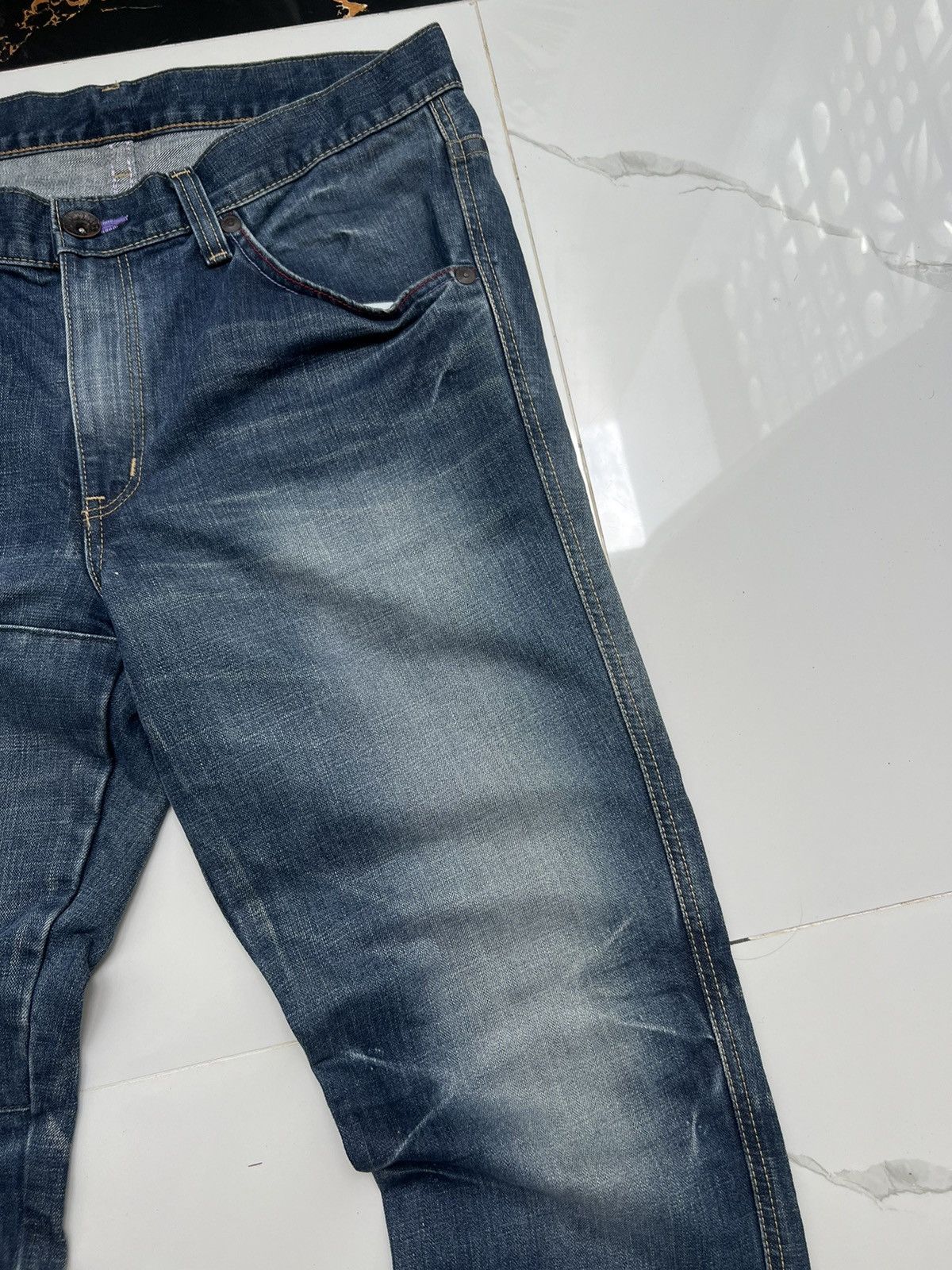 Edwin × Vintage 90’s EDWIN BLUE TRIP RARE JAPAN Y2K BAGGY JEANS POCKET LOGO Size US 34 / EU 50 - 7 Thumbnail