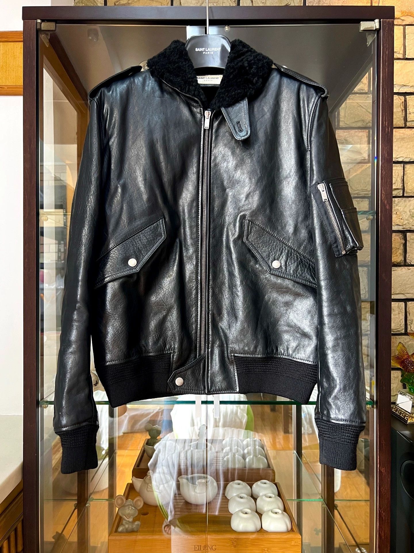Saint Laurent Paris Pilot leather jacket