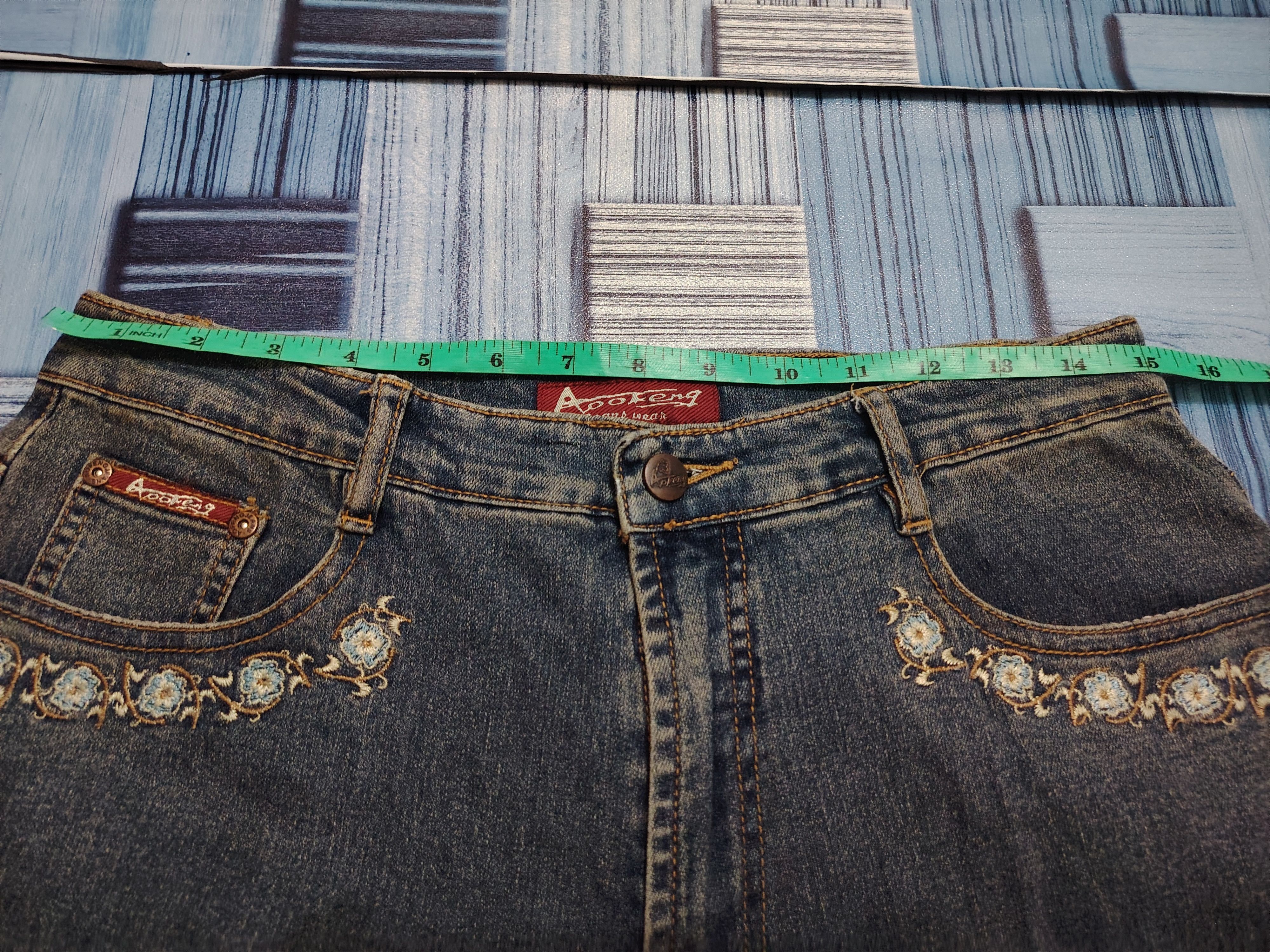 If Six Was Nine × Japanese Brand Insane Bootcut Aofeng Flower Embroidered Side Flared Jeans Size US 30 / EU 46 - 20 Thumbnail