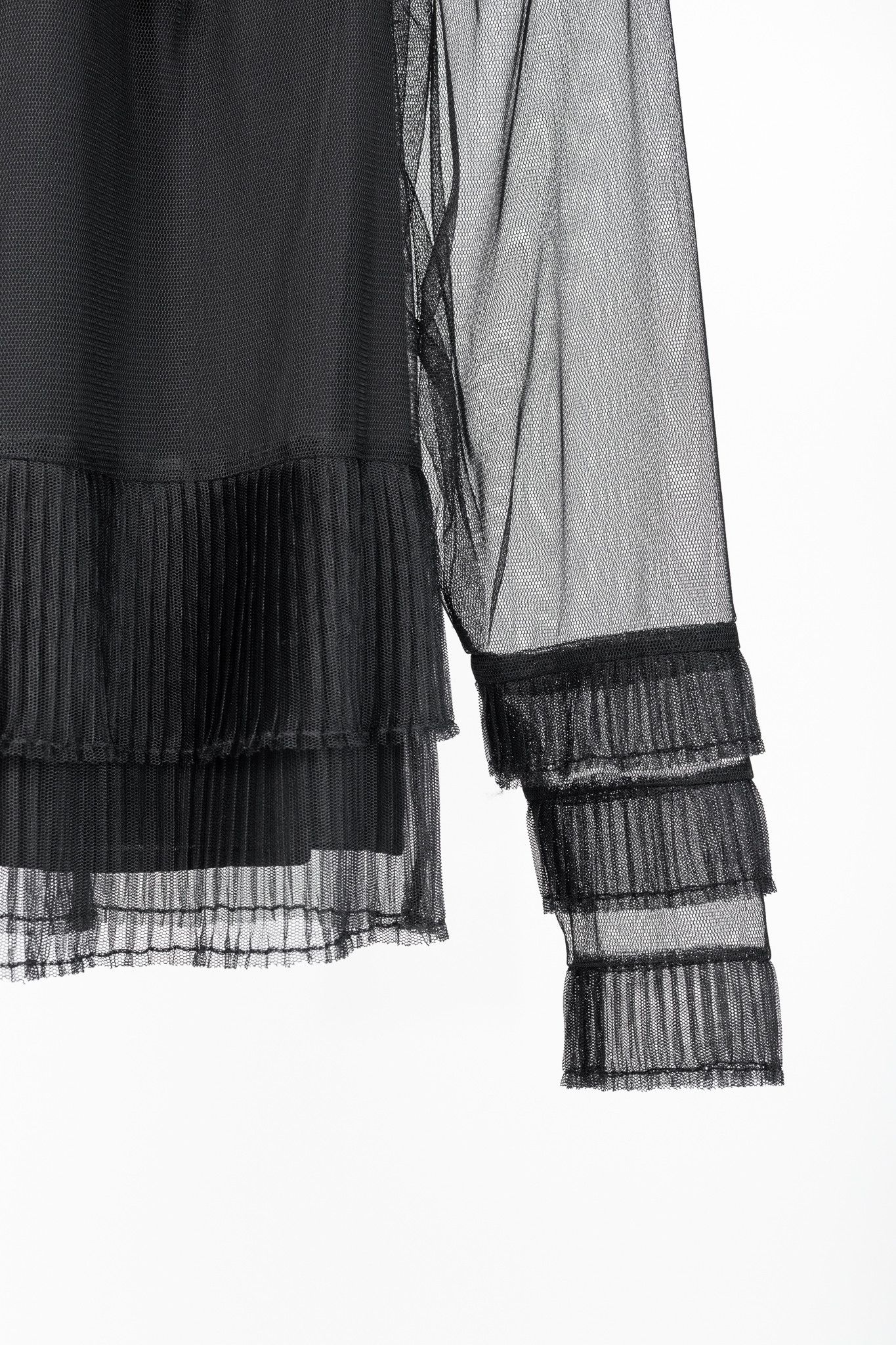 TWINSET Twinset Black Pleated Flounce Tulle Blouse Size S / US 4 / IT 40 - 6 Thumbnail