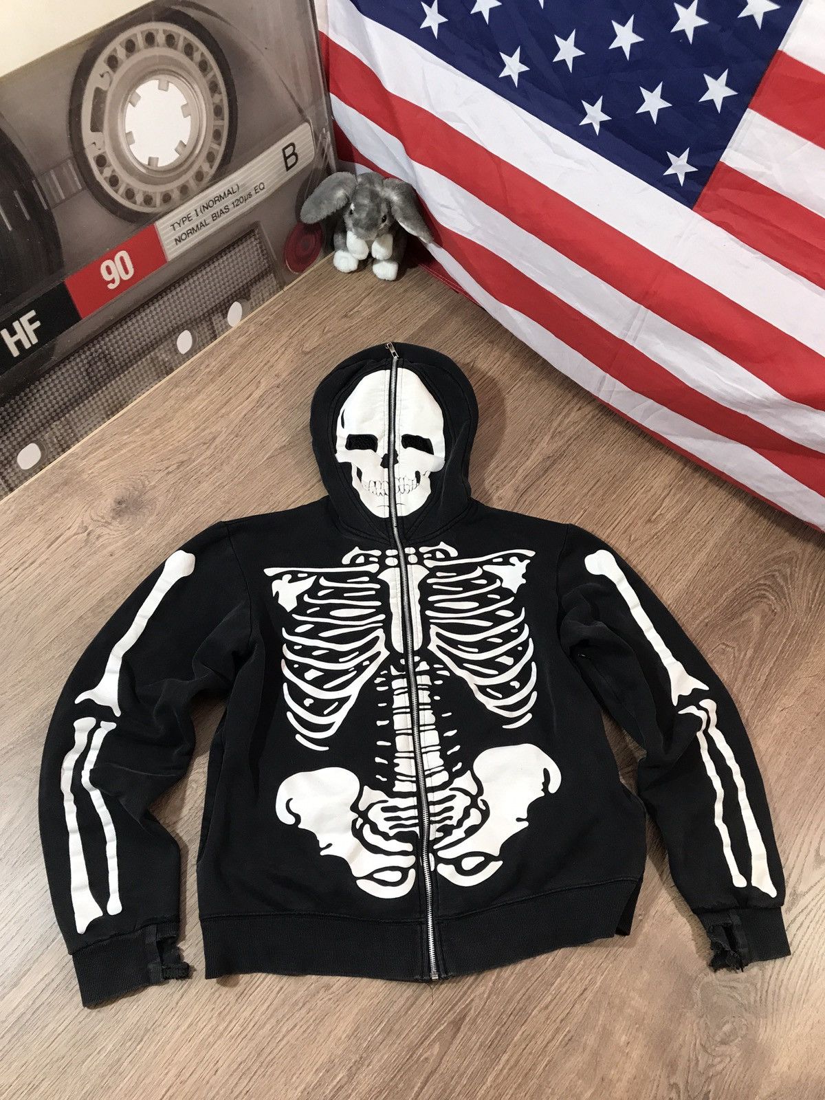 Vintage Vintage distressed Fullzipper Skeleton Hoodie Size US L / EU 52-54 / 3 - 1 Thumbnail