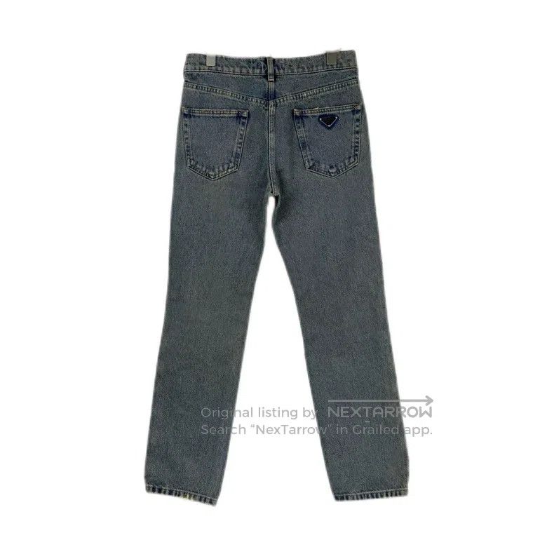 Prada Prada Blue washed and destroyed triangle logo jeans Size US 26 / EU 42 - 2 Thumbnail