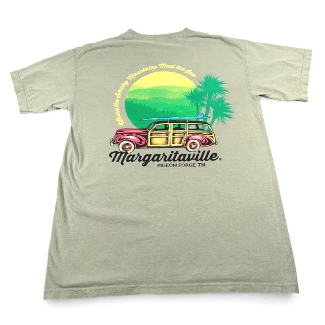 Comfort Colors Margaritaville Shirt Adult MEDIUM Green Pigeon Forge Tennessee Woody Wagon Size US M / EU 48-50 / 2 - 2 Thumbnail