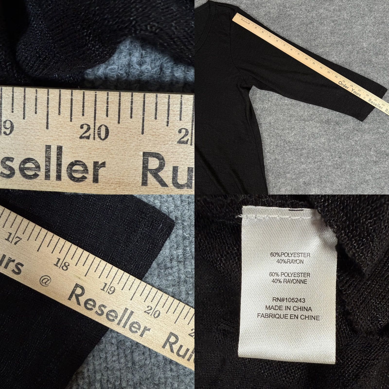 Vintage Wallpaper Tunic Shirt Womens 1X Black V Neck 3/4 Sleeve High Low Lightweight Top Size XL / US 12-14 / IT 48-50 - 8 Thumbnail