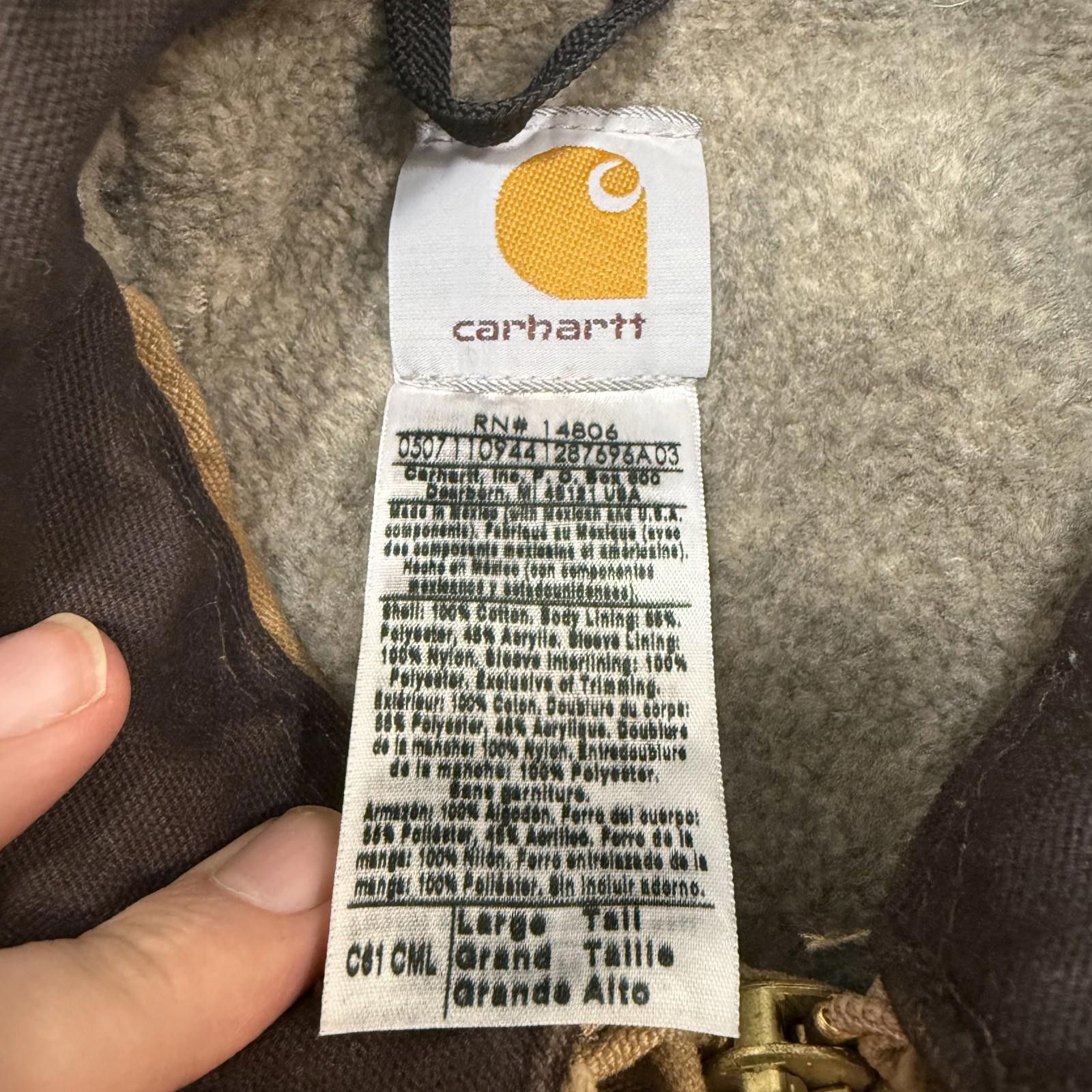 Carhartt C61 CML Mens Size Large L Tall Company Jacket Coat