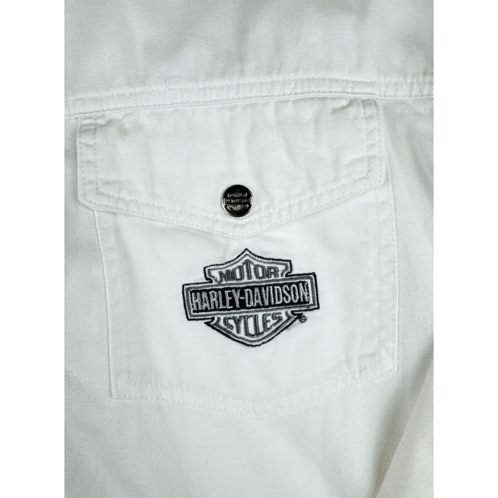 Harley Davidson Harley-Davidson Shirt Western Mens S White Cotton Canvas Snap Button Button-Up Workwear Long Sleeve Size US S / EU 44-46 / 1 - 6 Thumbnail