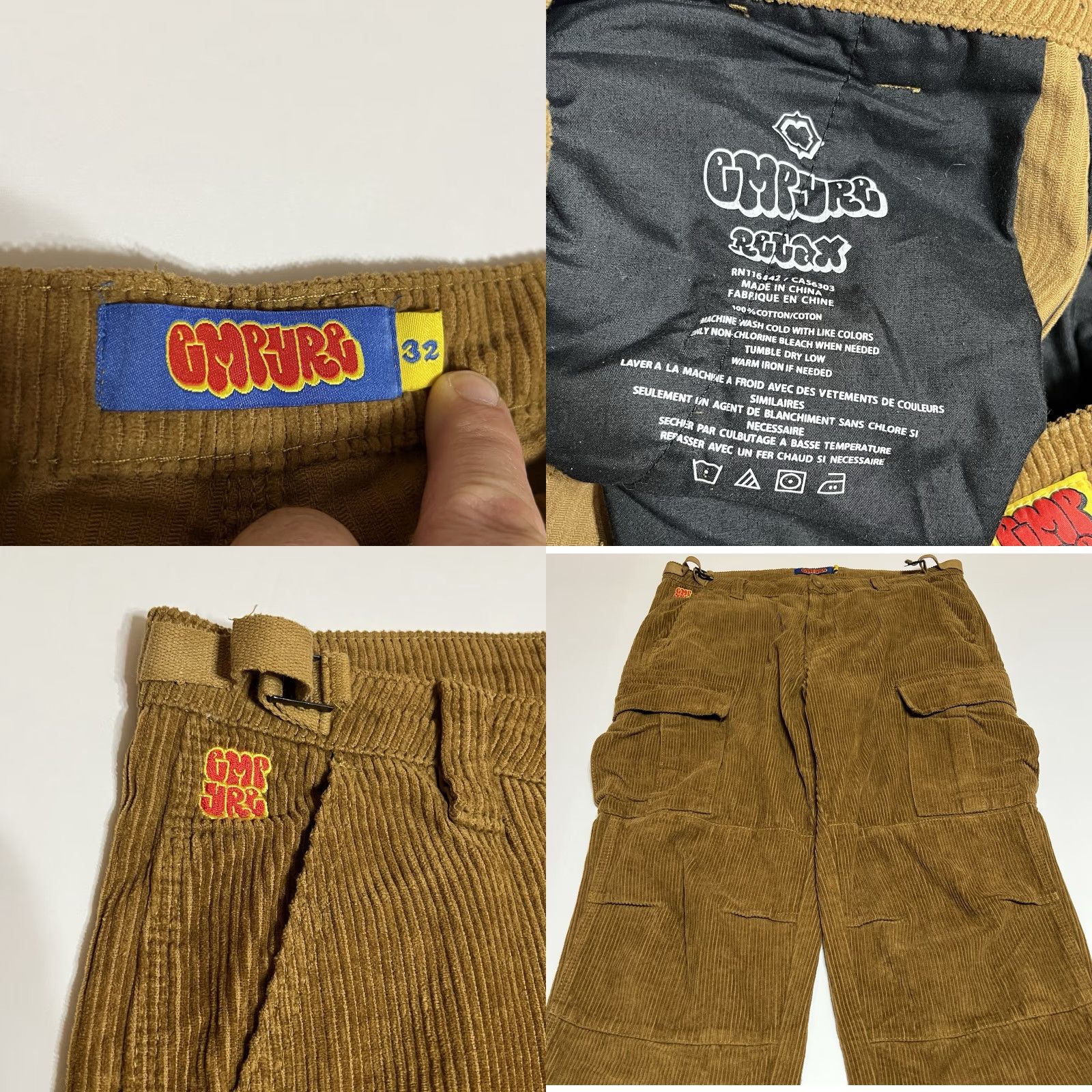 Empyre Empyre Corduroy Cargo Pants Mens 32 Brown Straight Cargo Pocket 5-Pocket Relaxed Vintage: No Size US 32 / EU 48 - 8 Thumbnail