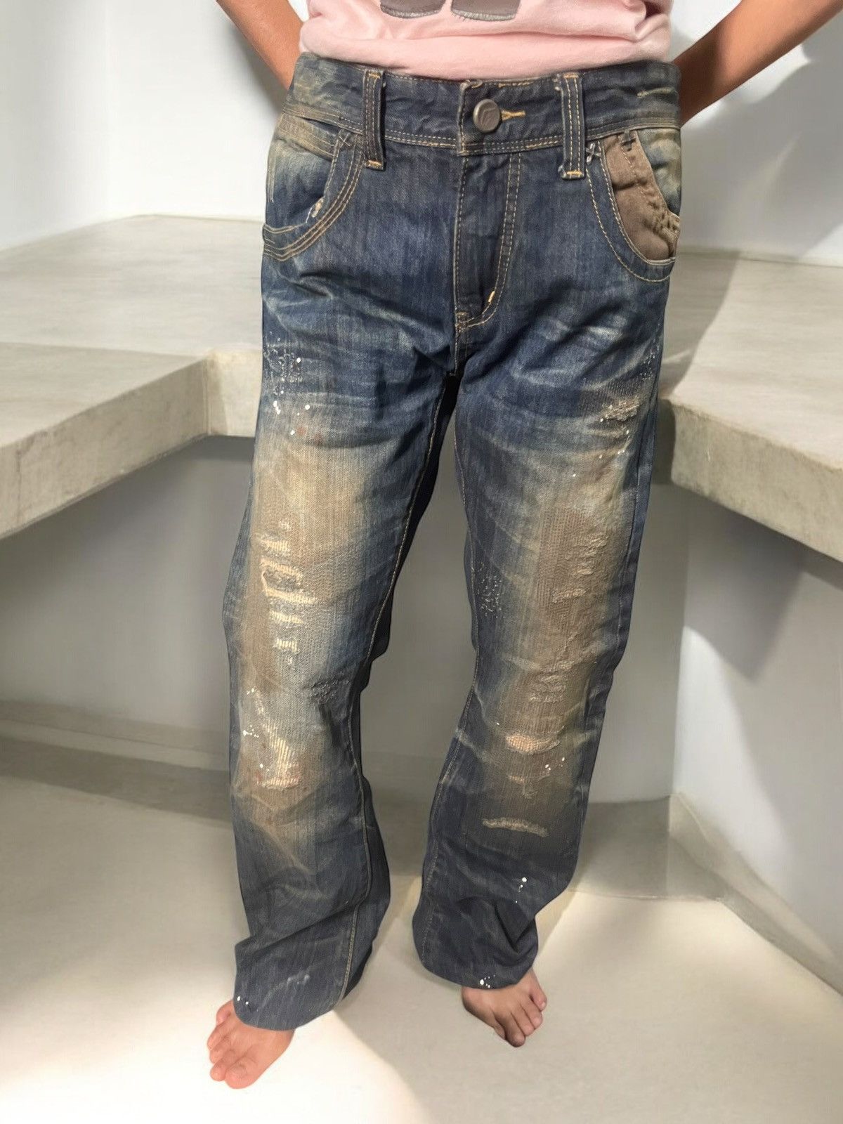 Hysteric Glamour Beguin Kyoto Japan Muddy Boro Distressed Flared Jeans Size US 32 / EU 48 - 18 Thumbnail