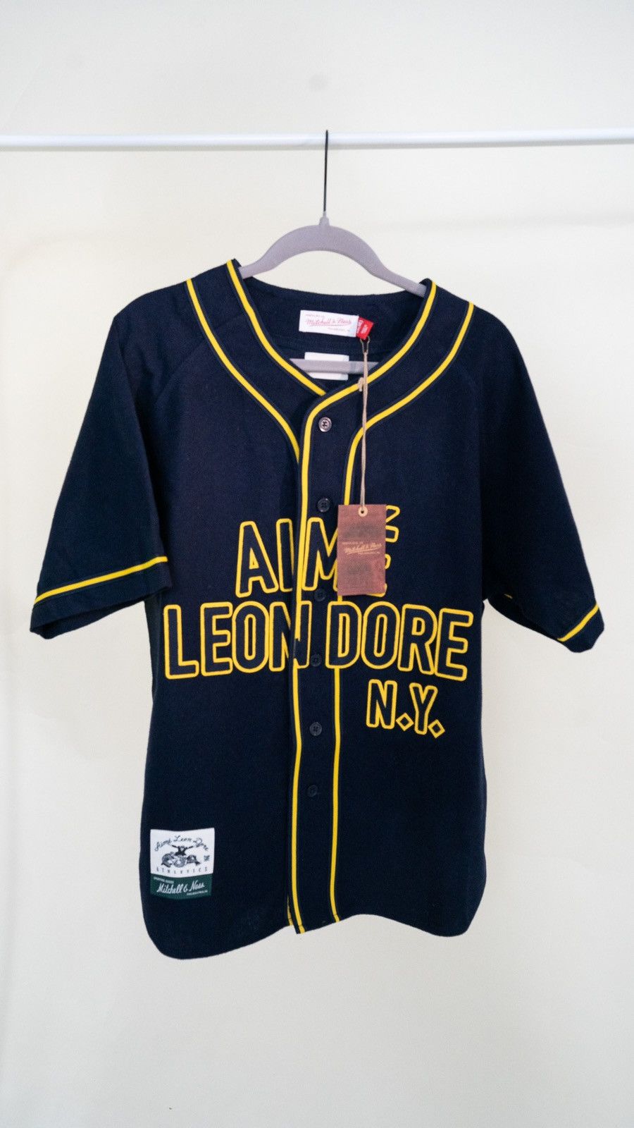 image of Aime Leon Dore / Mitchell & Ness Team Baseball Jersey in Navy, Men's (Size Medium)