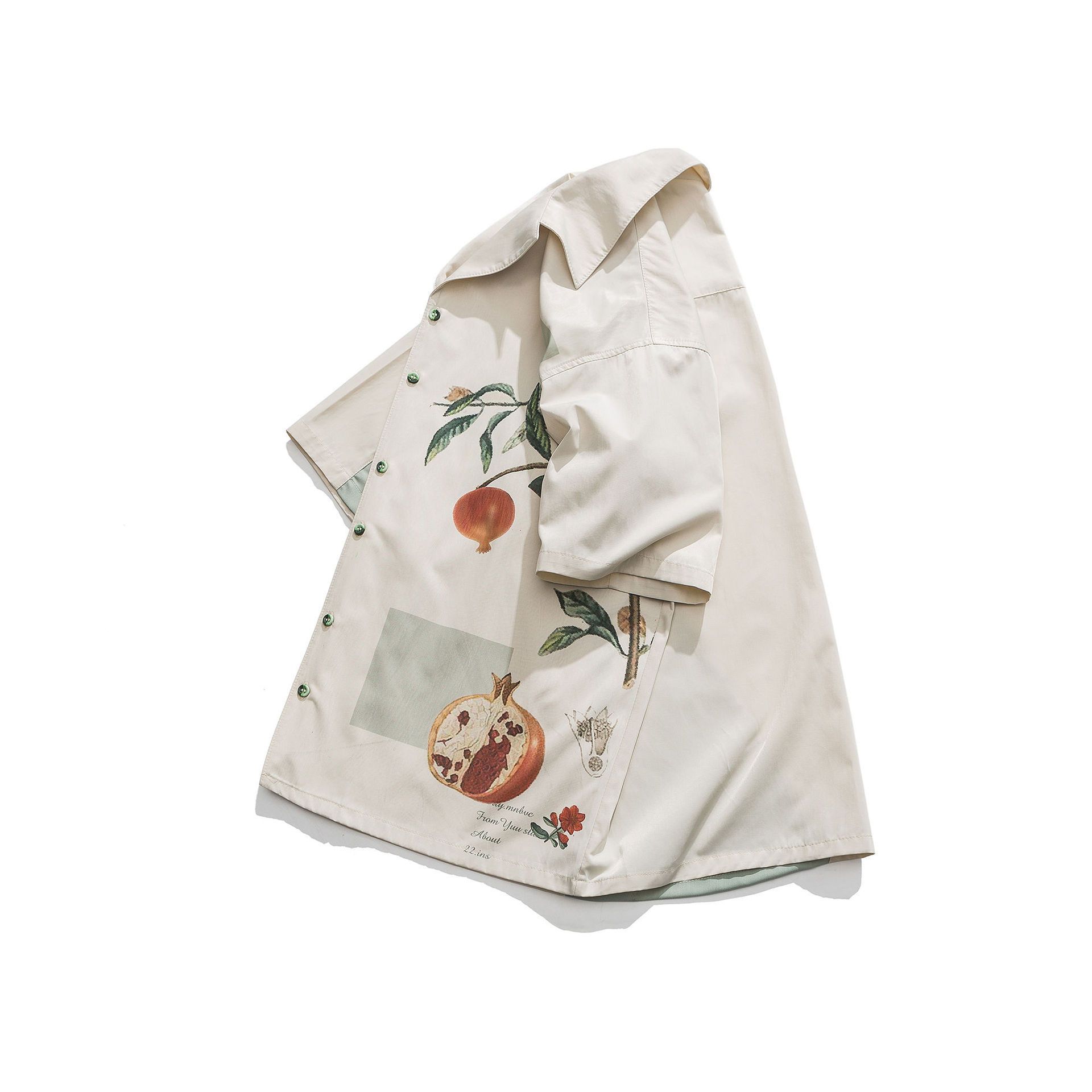 Japanese Brand × Vintage Japanese retro loose casual pomegranate print shirt Size US M / EU 48-50 / 2 - 3 Thumbnail