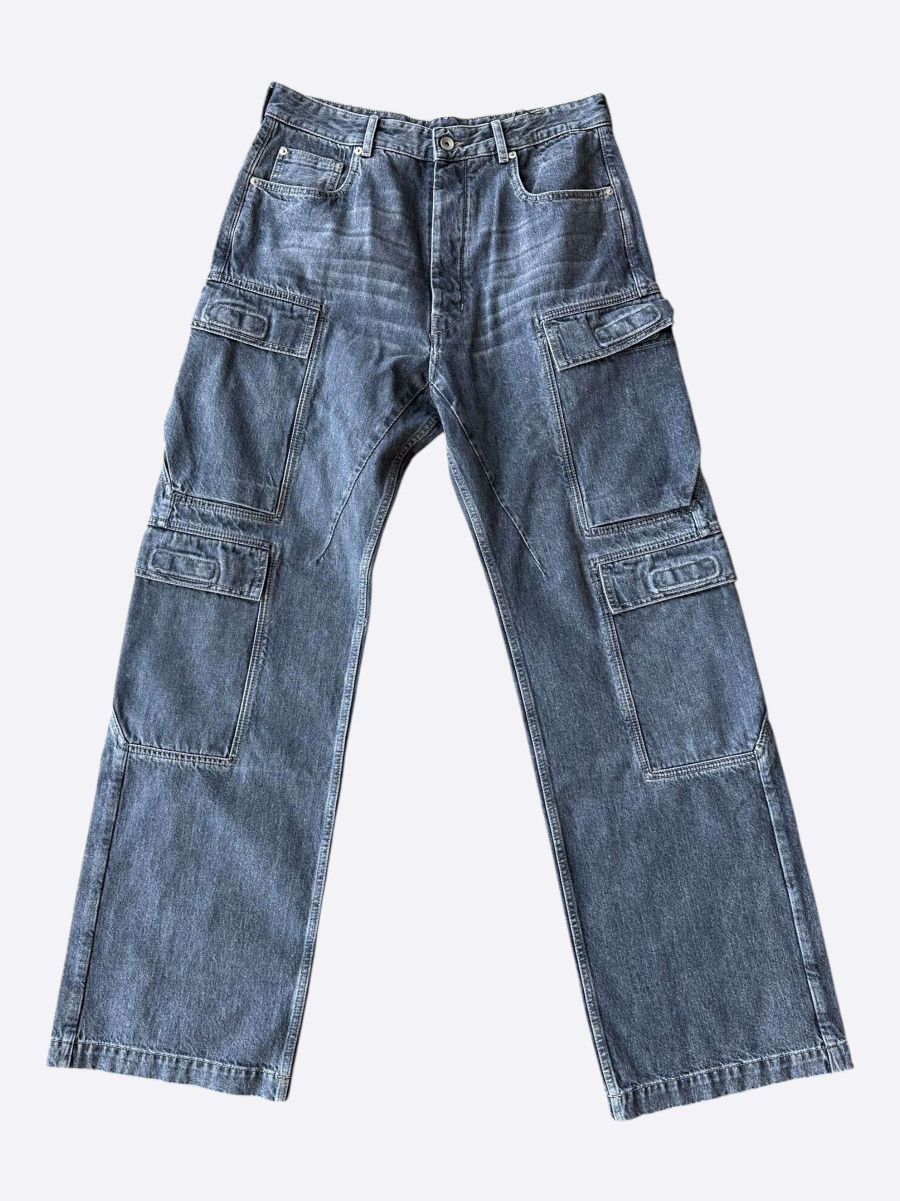 Rick Owens Rick Owens Washed Grey Double Cargo Jeans Size US 32 / EU 48 - 1 Thumbnail