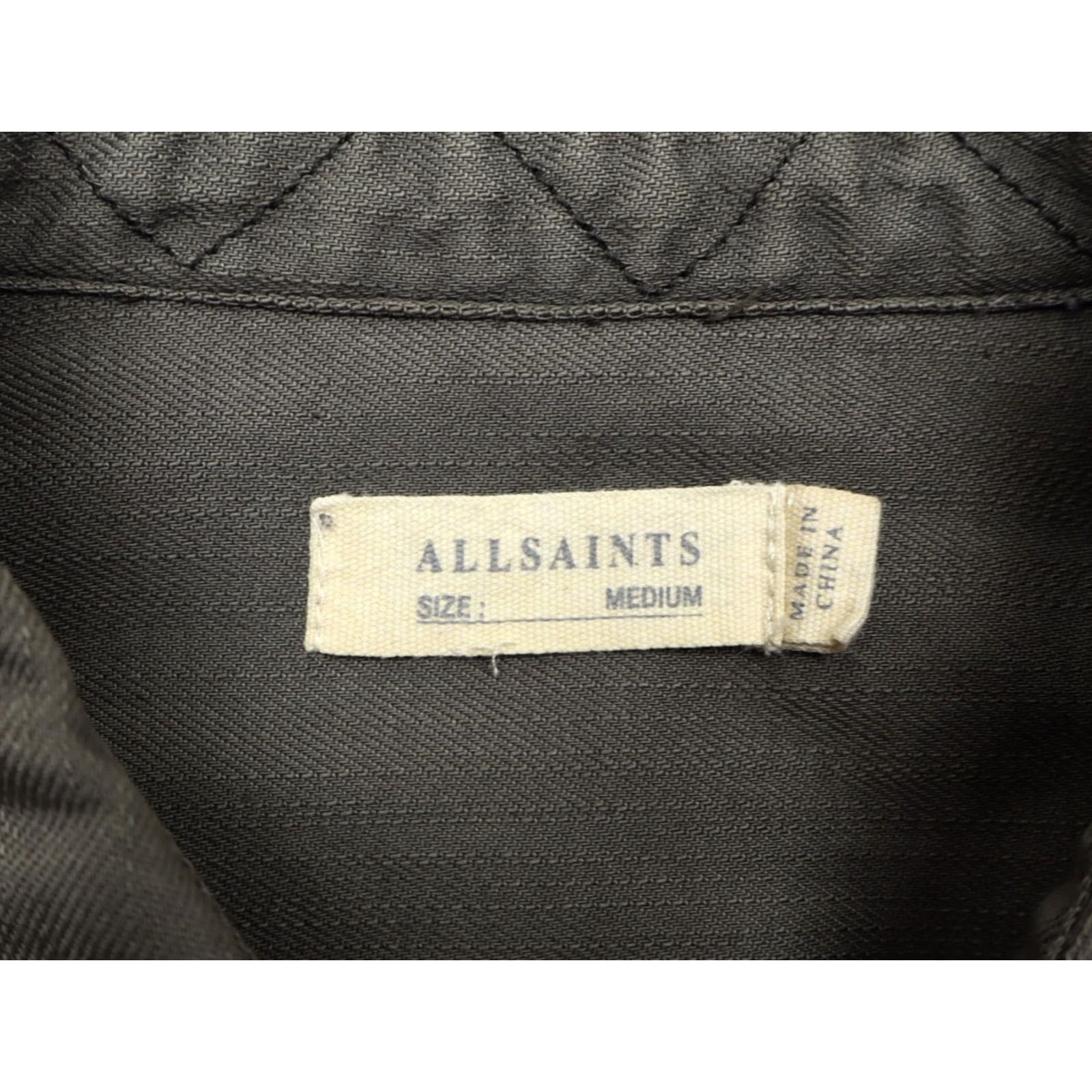 Allsaints AllSaints Button-Up Shirt Mens Long Sleeve Brown Gray M Viscose Woven Utility Shirt Bar/2010s style (Military, Modern) Size US M / EU 48-50 / 2 - 4 Thumbnail