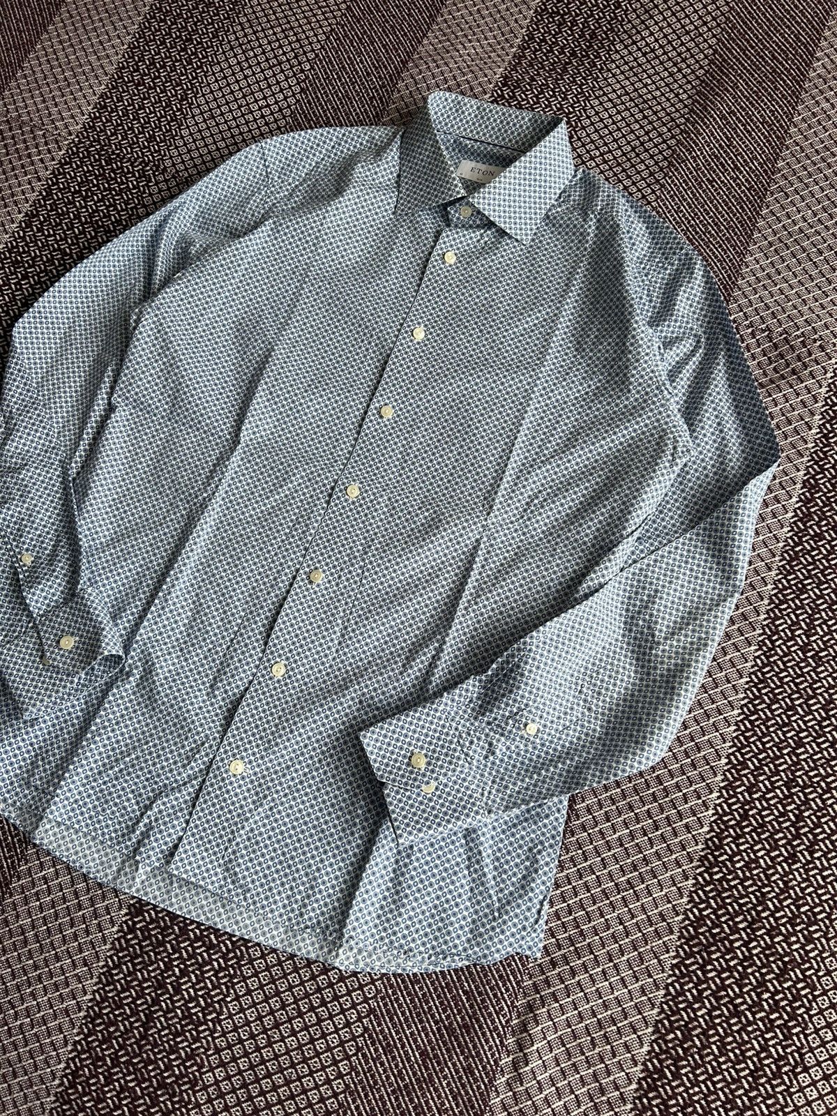 Eton Eton Floral Pattern Formal Shirt Solid Style Luxury Size L Size US L / EU 52-54 / 3 - 2 Thumbnail