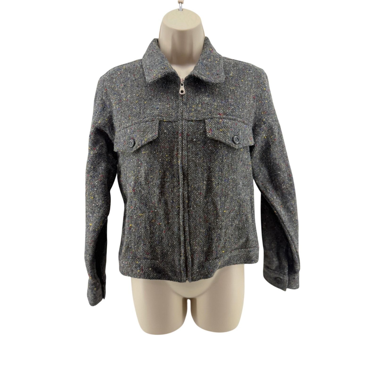 Express Vintage Cropped Wool Jacket Y2K Ike Style Jacket Zip Front Size XS / US 0-2 / IT 36-38 - 1 Thumbnail