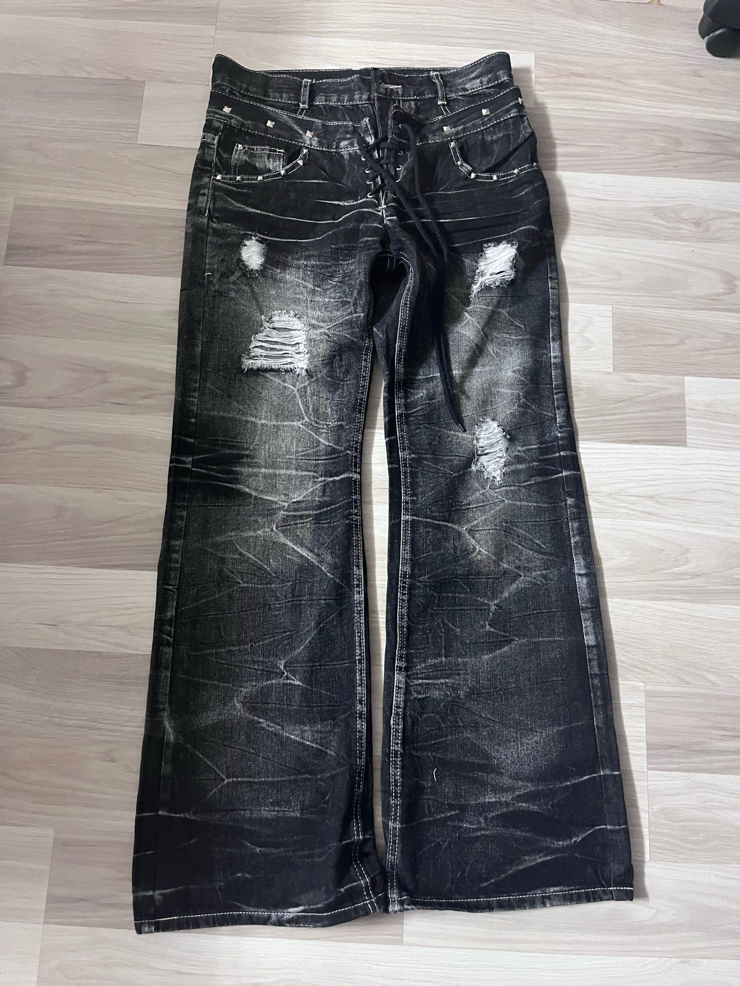 Japanese Brand × Jean New Retro Double Waist Washed Jeans Size US 35 - 2 Thumbnail