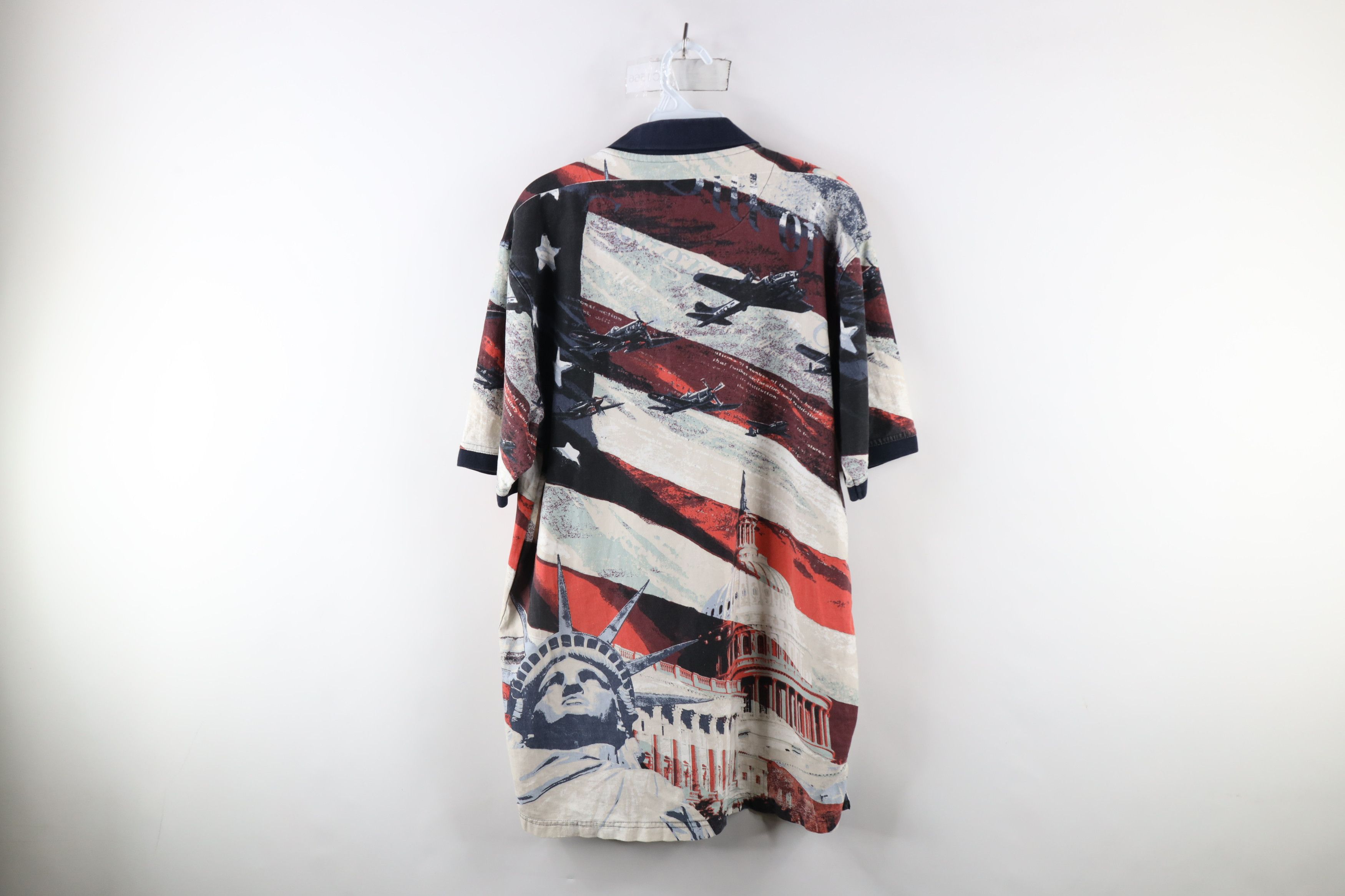 Vintage Vintage 90s Streetwear Statue of Liberty All Over Print Polo Size US L / EU 52-54 / 3 - 10 Thumbnail